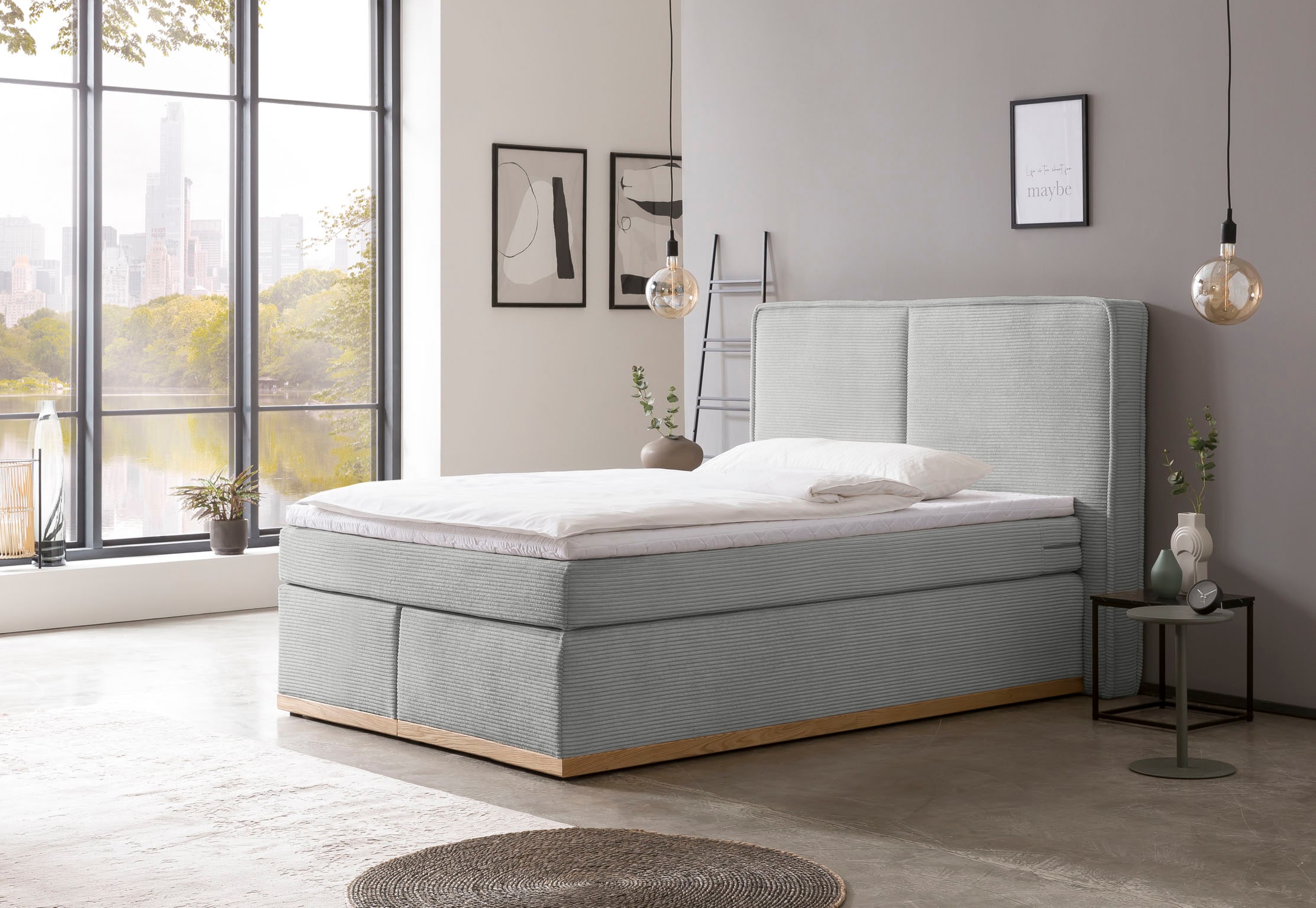 Home affaire Boxspringbett »SHERWOOD Cord Hotelbett, Polsterbett Premiumbett Boxbett«, (Bestseller Otto´s Choice Luxusbett in 4 Breiten), Hochwertiger Cord,weiche Velours-Struktur, mit premium Topper