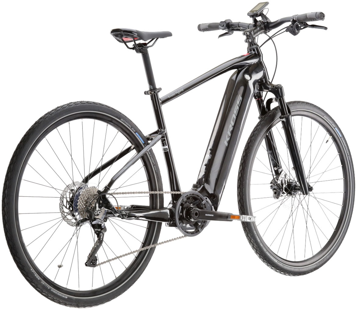 Kross E-Bike »E-Crossrad Evado Hybrid 6.0 28 Zoll schwarz«, 10 Gang, Shimano, DEORE XT T8000, Mittelmotor 250 W, Pedelec, Elektrofahrrad für Damen und Herren