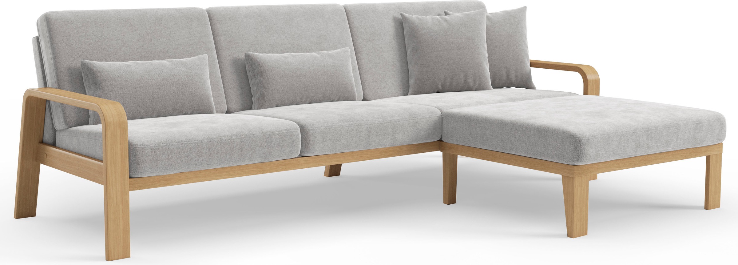 sit&more Ecksofa »Kolding L-Form«, Armlehnen aus Buchenholz in natur, verschiedene Bezüge und Farben