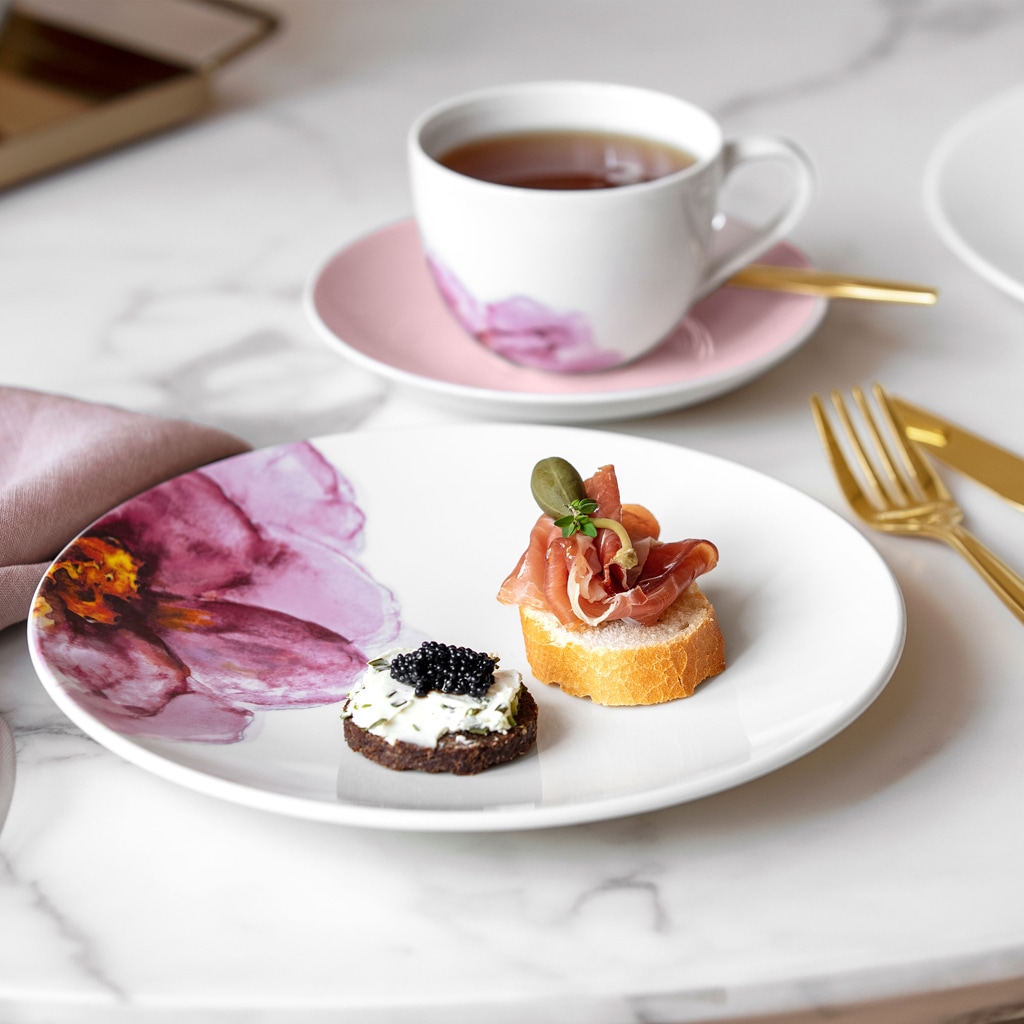 Villeroy & Boch Tasse »Kaffeetassen mit Untertassen Rose Garden 160 ml 6er Set weiß«