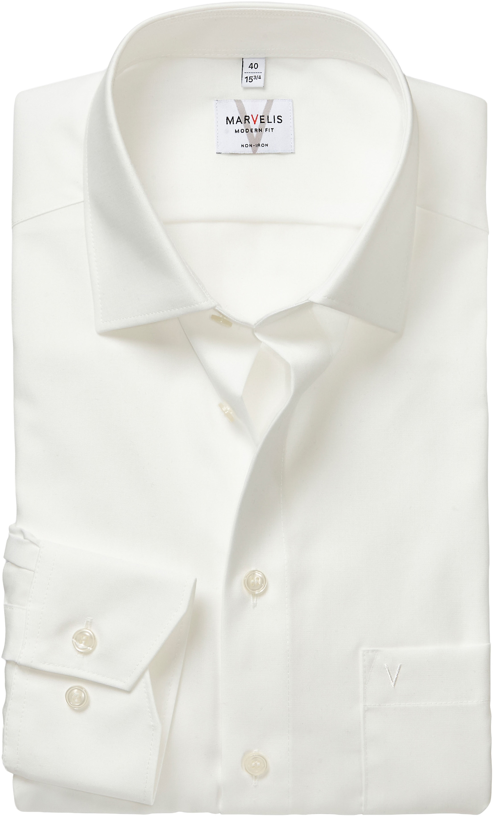 MARVELIS Langarmhemd modern fit, Businesshemd, bügelfrei, New-Kentkragen
