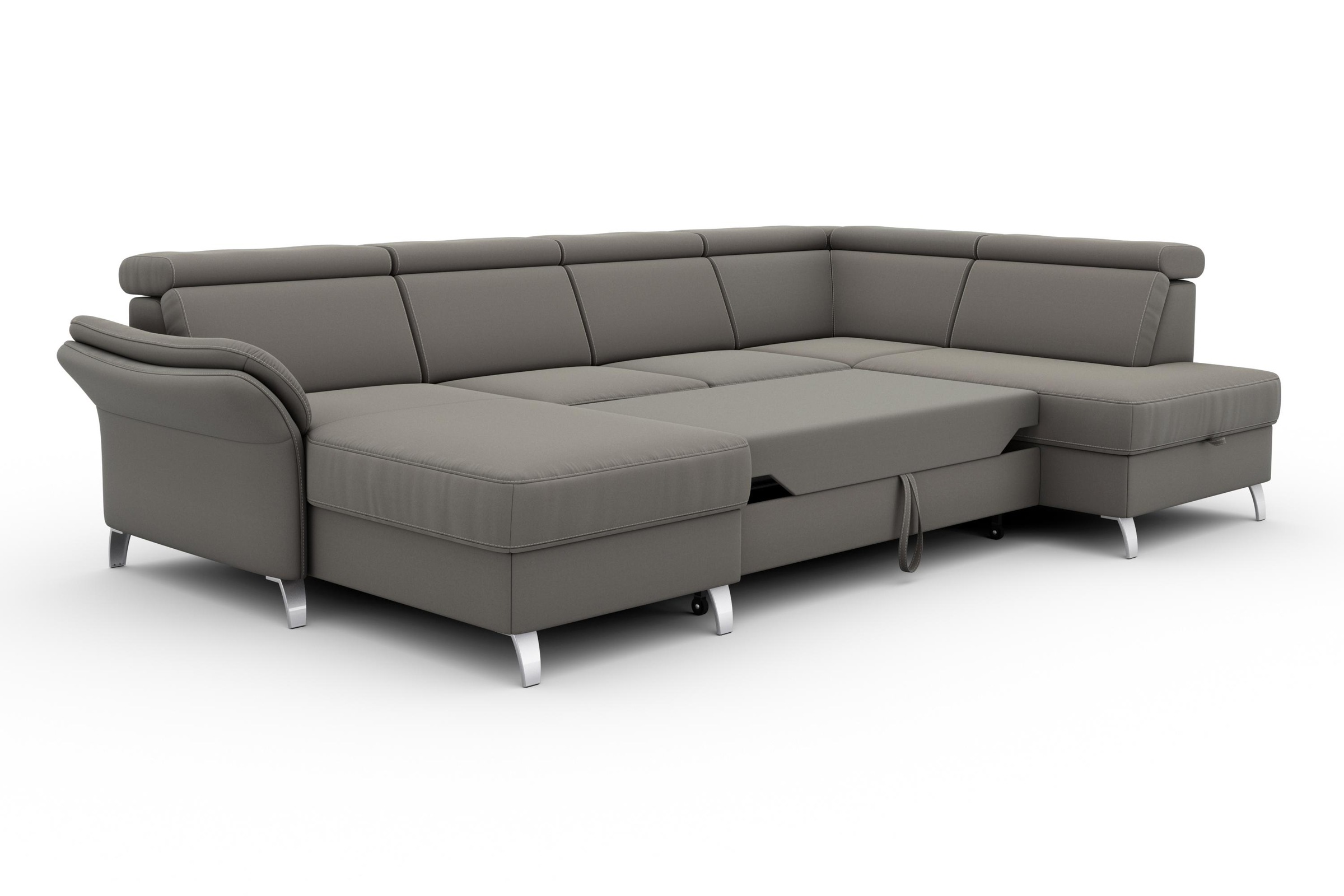 sit&more Wohnlandschaft »Vincenzo U-Form«, inklusive Kopfteilverstellung, wahlweise mit Bettfunktion, Bettkasten