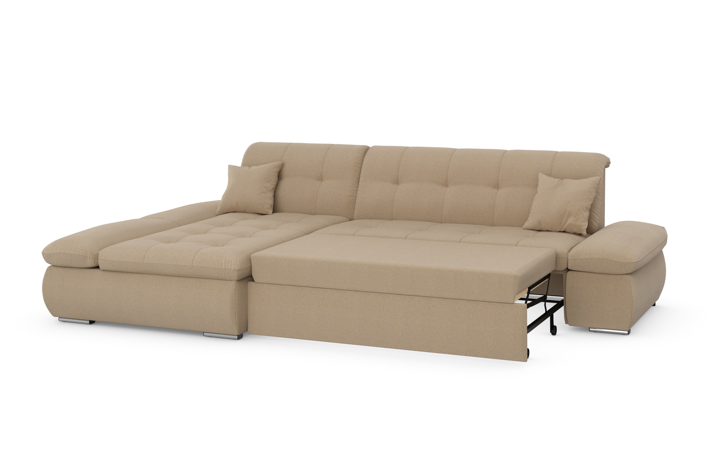 DOMO collection Ecksofa »Moric, L-Form, XXL-Sofa - Breite 300cm«, wahlweise mit Bettfunktion und Armteilverstellung, cappucino