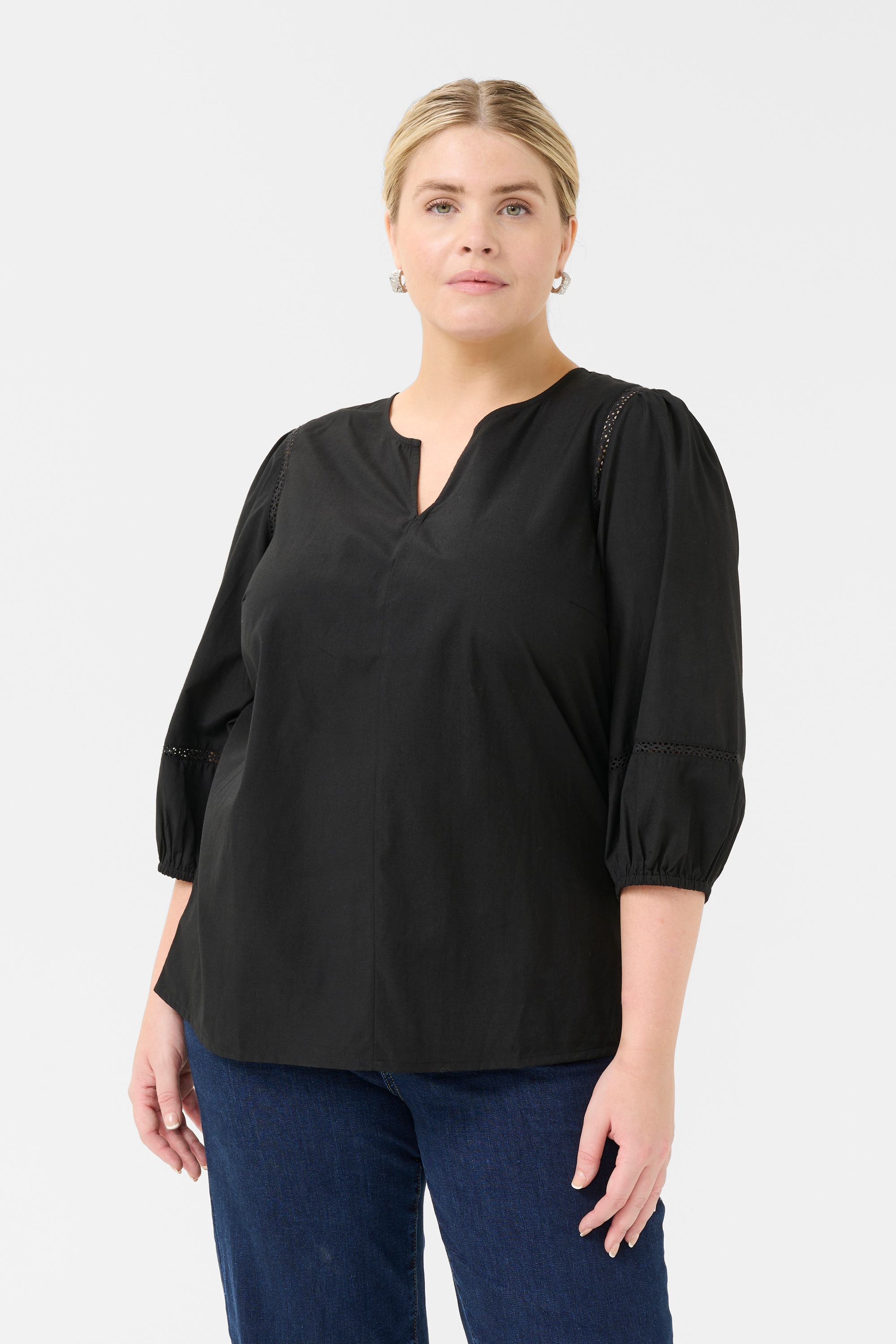 KAFFE Curve Langarmbluse »Langarm-Bluse KClilje«