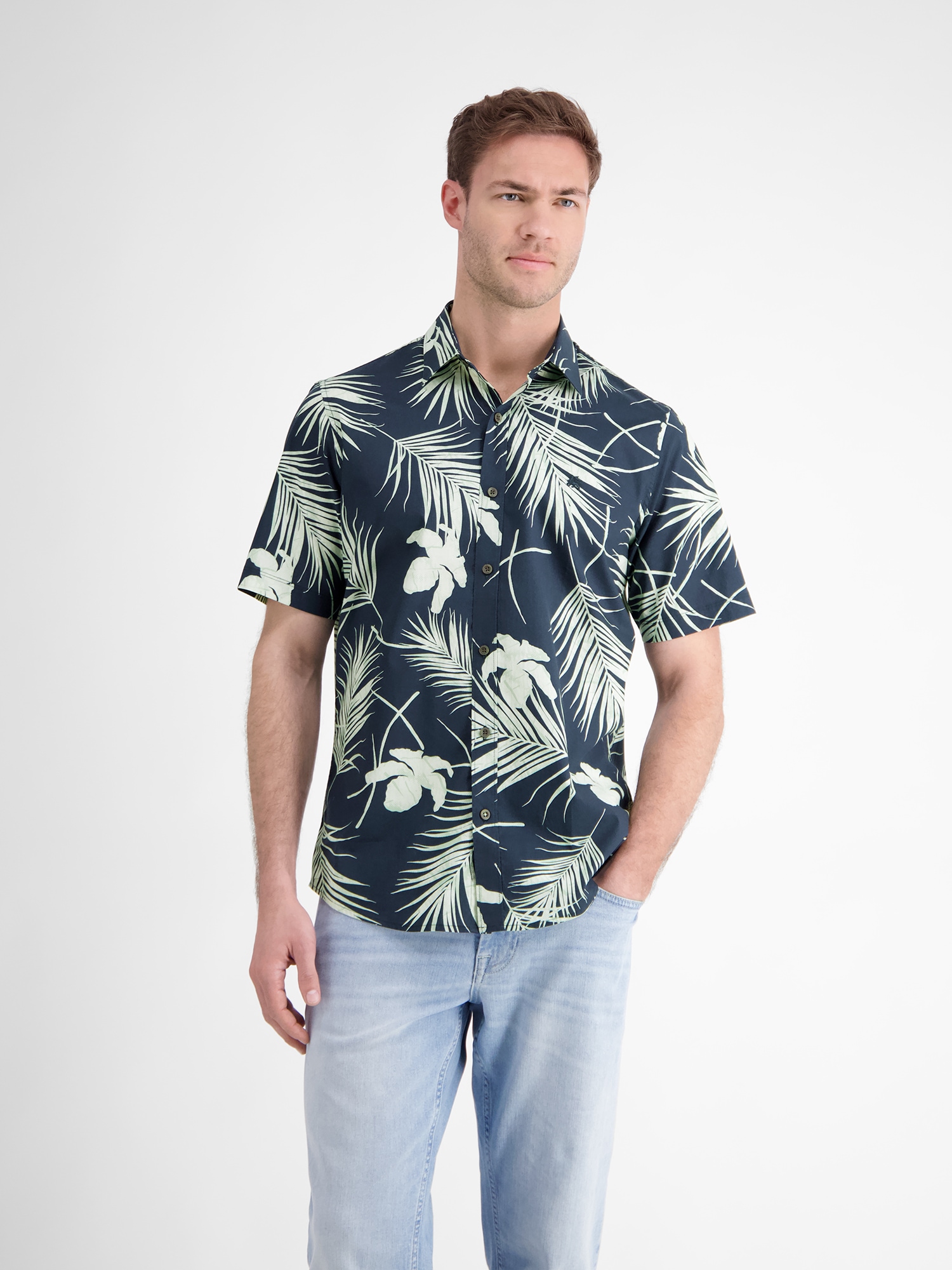 LERROS Kurzarmhemd »LERROS Kurzärmeliges Herrenhemd, Hawaiian-Style«