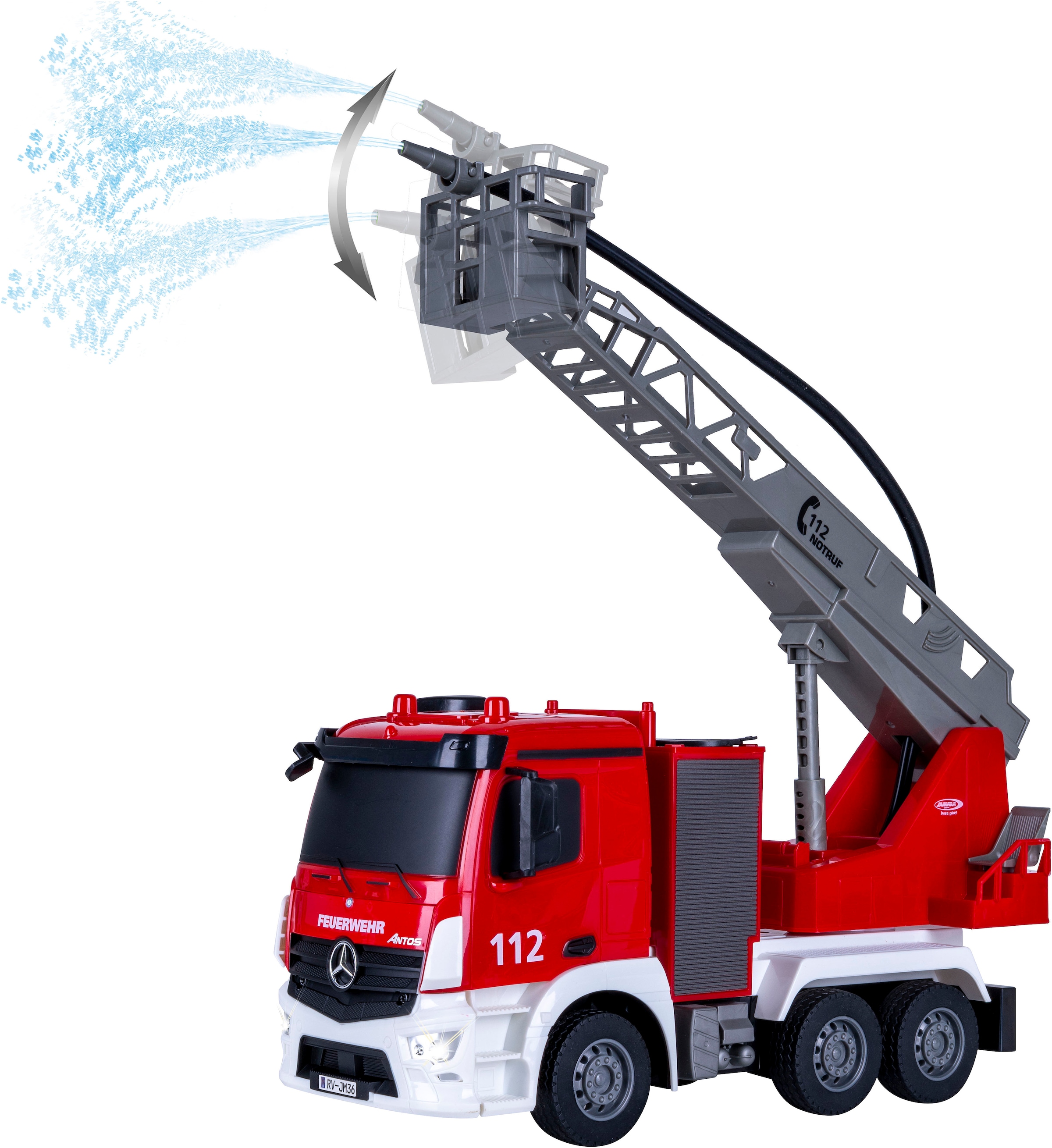Jamara RC-LKW »Feuerwehr Drehleiter Mercedes -Benz Antos 2,4GHz« mit Spritzfunktion; LED-Licht; Maßstab 1:26