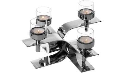 Fink Kerzenhalter »NORMAN, Weihnachtsdeko«, (1 St.), aus Edelstahl und Glas,  4-flammig, Adventsleuchter auf Raten bestellen