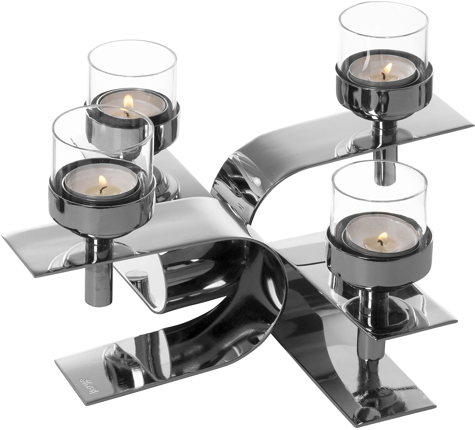Fink Kerzenhalter »NORMAN, Weihnachtsdeko«, (1 St.), aus Edelstahl und Glas,  4-flammig, Adventsleuchter auf Raten bestellen