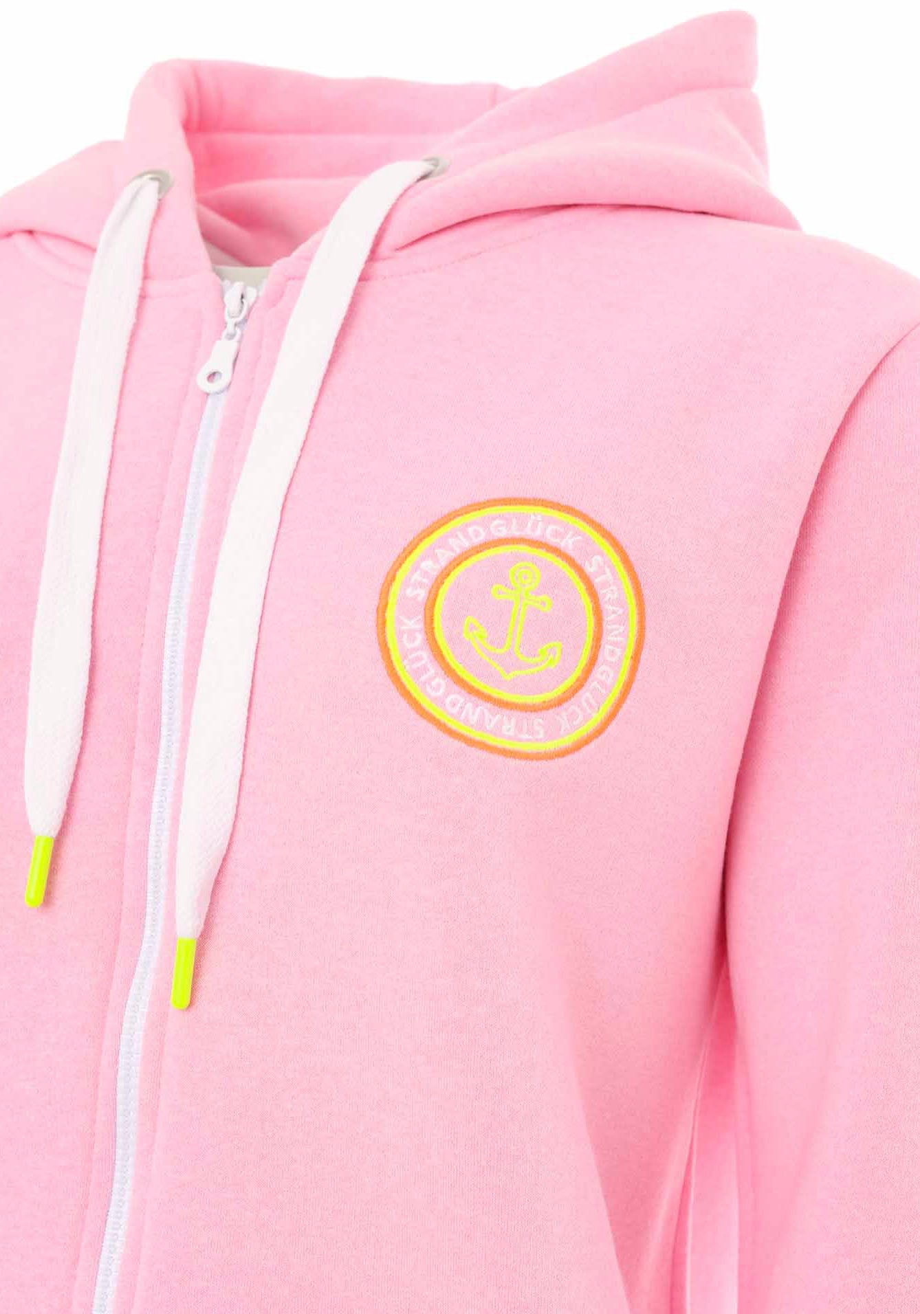 Zwillingsherz Kapuzensweatjacke Regular-Fit, Kapuze, Langarm, Reißverschluss, Neon-Details