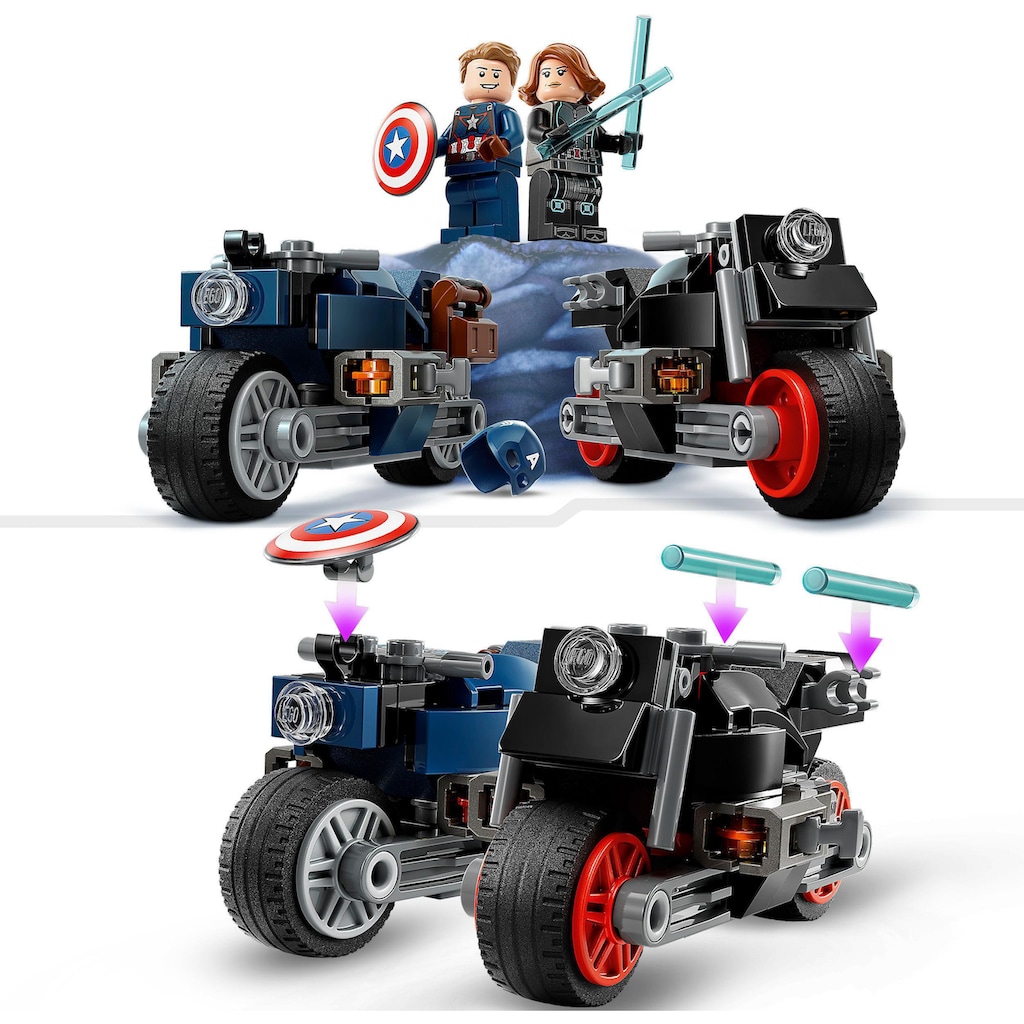 LEGO® Konstruktionsspielsteine »Black Widows & Captain Americas Motorräder (76260), LEGO® Marvel«, (130 St.)