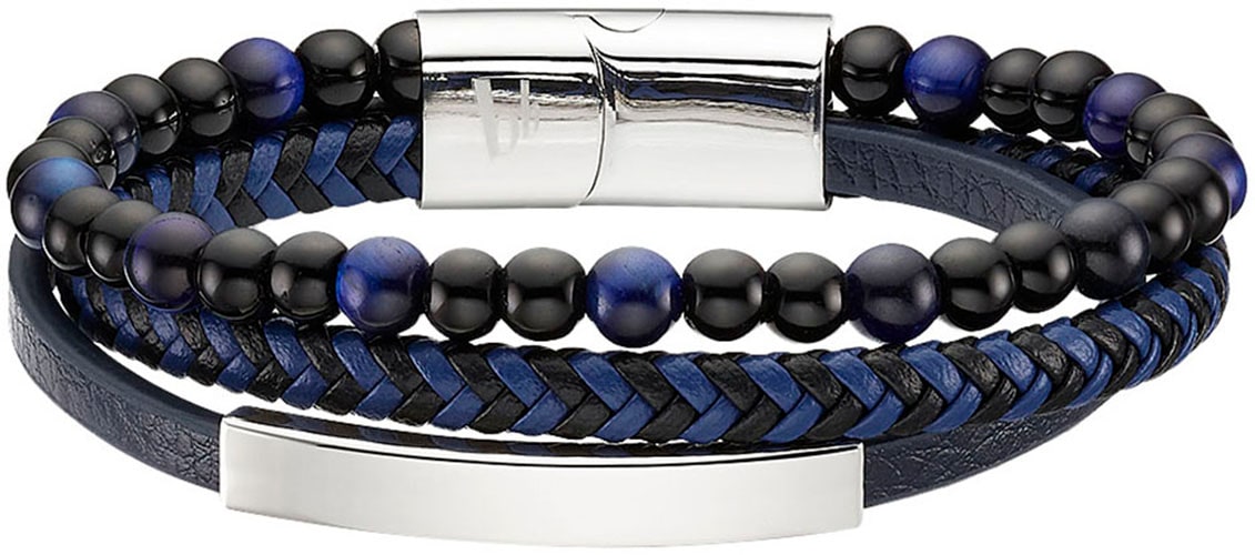 Bruno Banani Lederarmband »Schmuck Geschenk Armband Platte, B4105B/20/00/BL, B4105B/20/00/BR«, mit Tigerauge (synth.)