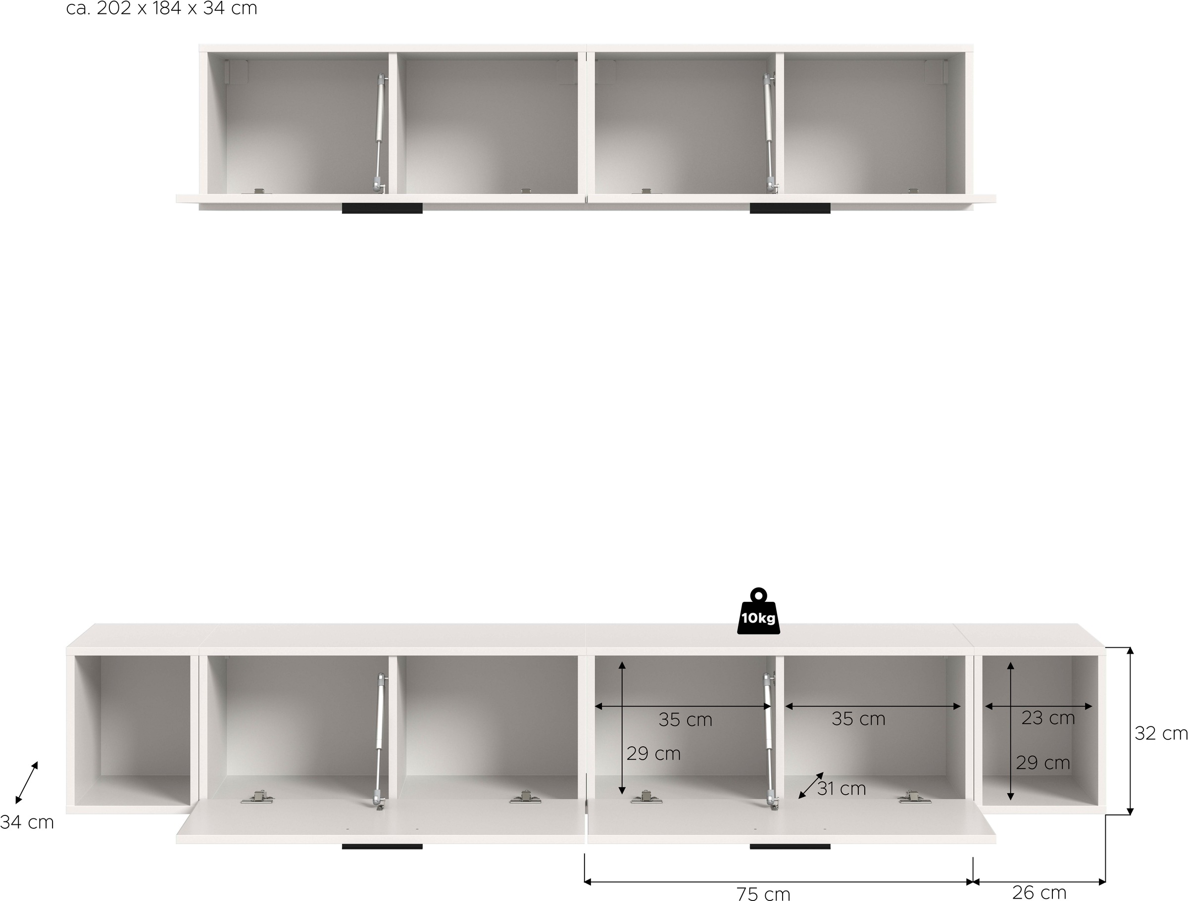 Home affaire Schrank-Set »ENESTE, 6-teilig, in verschiedenen Farben, individuell kombinierbar« verschiedenste Kombinationmöglichkeiten, stehend oder hängend, 2 Stk. tlg.