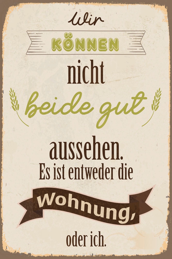 queence Metallbild »Looking good«, Schriftzüge-Schriftzug, (1 St.), Stahlschilder