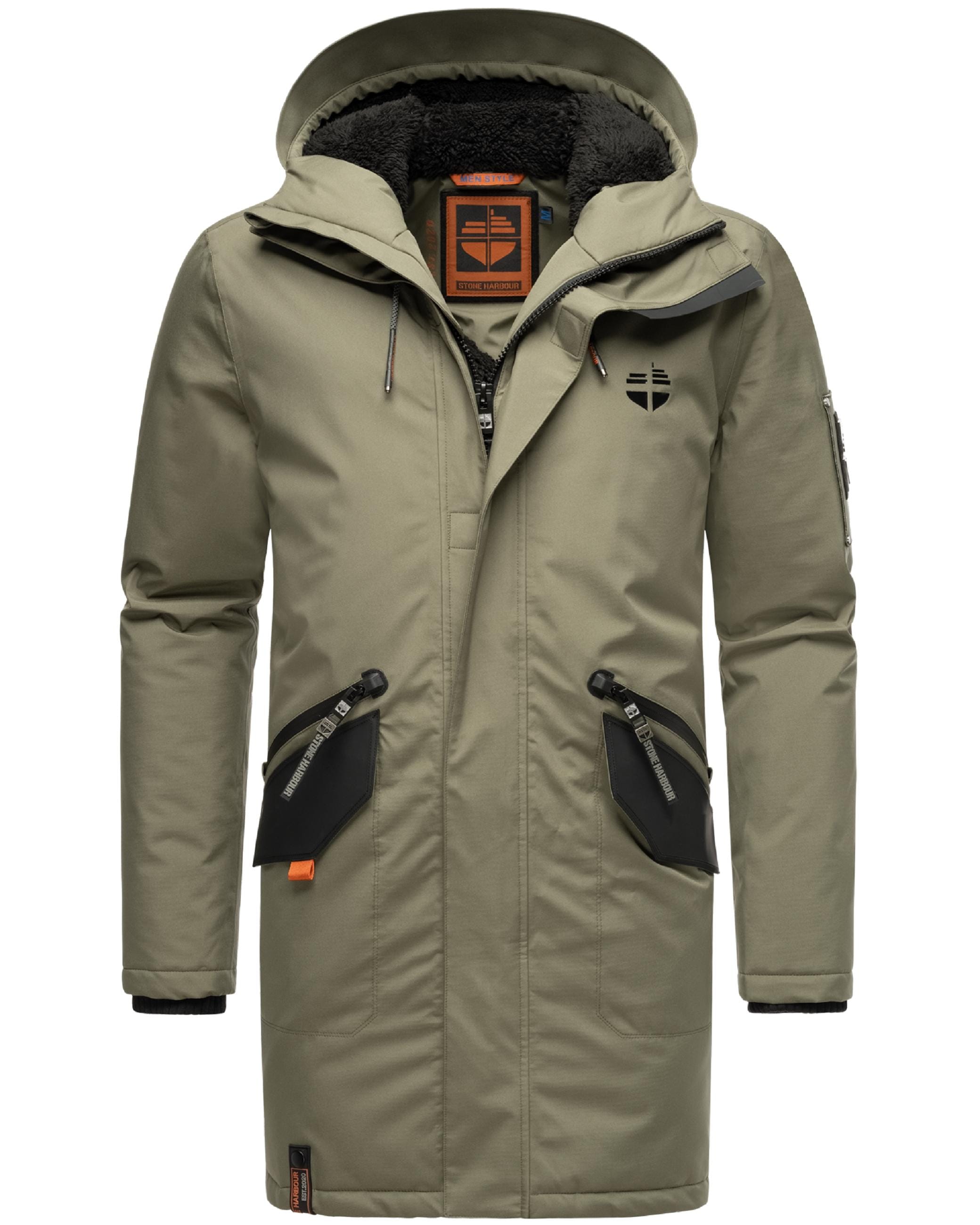 Stone Harbour Wintermantel »Wintermantel Ragaan«, modischer Herren Winterparka mit Teddyfell Futter