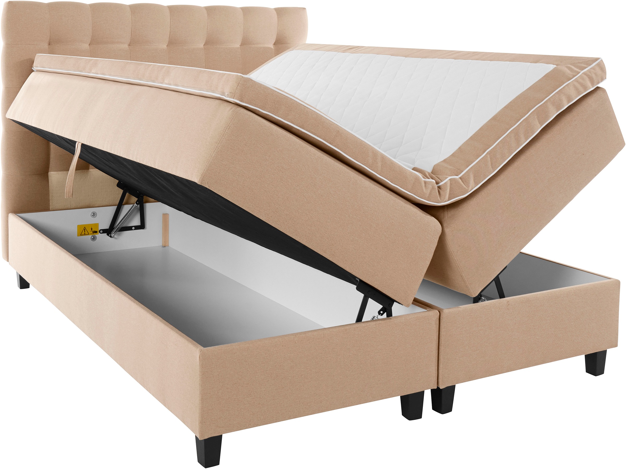 INOSIGN Boxspringbett »Kaarlo«, mit oder ohne Kopfteil, mit Bettkasten, inklusive Matratze und Topper
