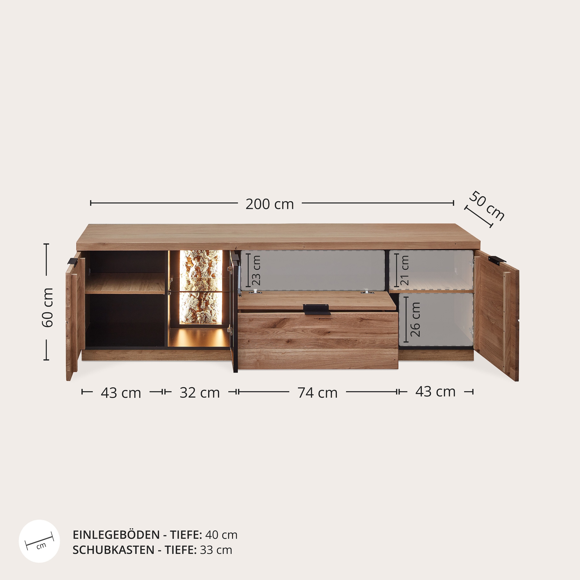 Wohnconcept Wohnwand »Donna Wohnwand, 324x180x50 (BxHxT)« 3 Stk. tlg.