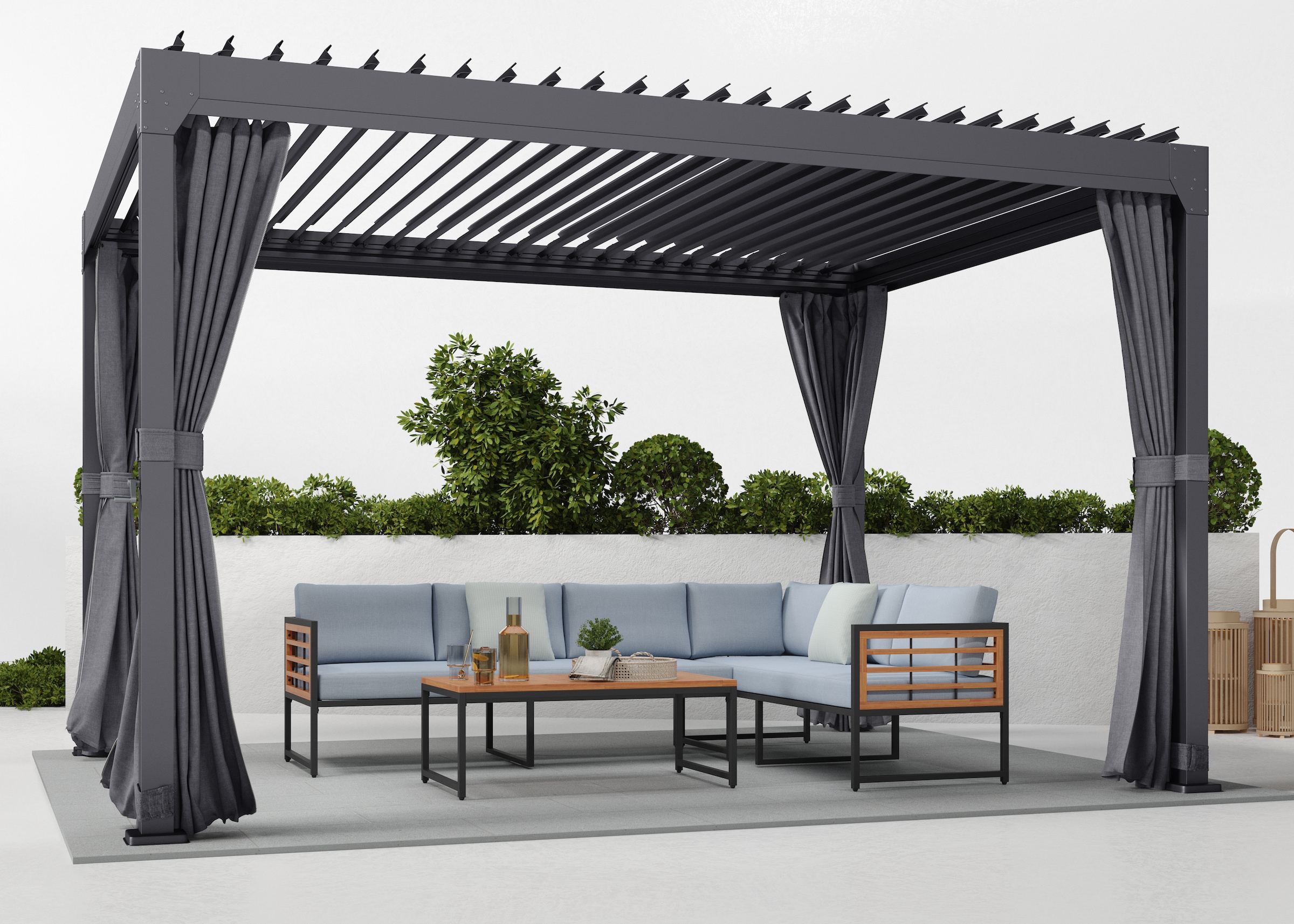KONIFERA, »Palma« Pergola, mit Lamellendach, dunkelgrau, B/H/T: 394 cm x 244 cm x 304 cm, dunkelgrau