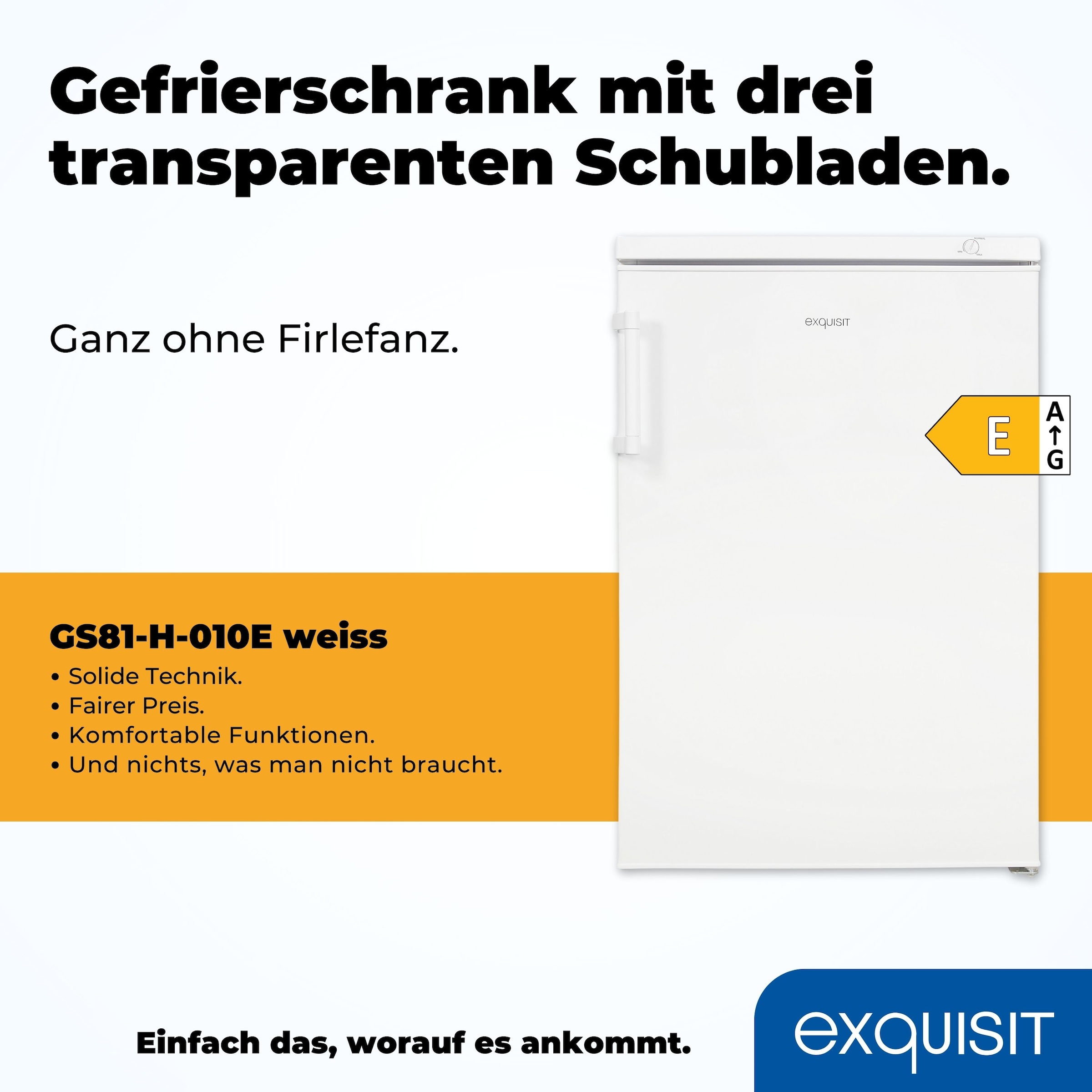 exquisit Gefrierschrank »GS81-H-010E«, 84,5 cm hoch, 56 cm breit, 85 L Volumen, 4 Sterne Gefrieren