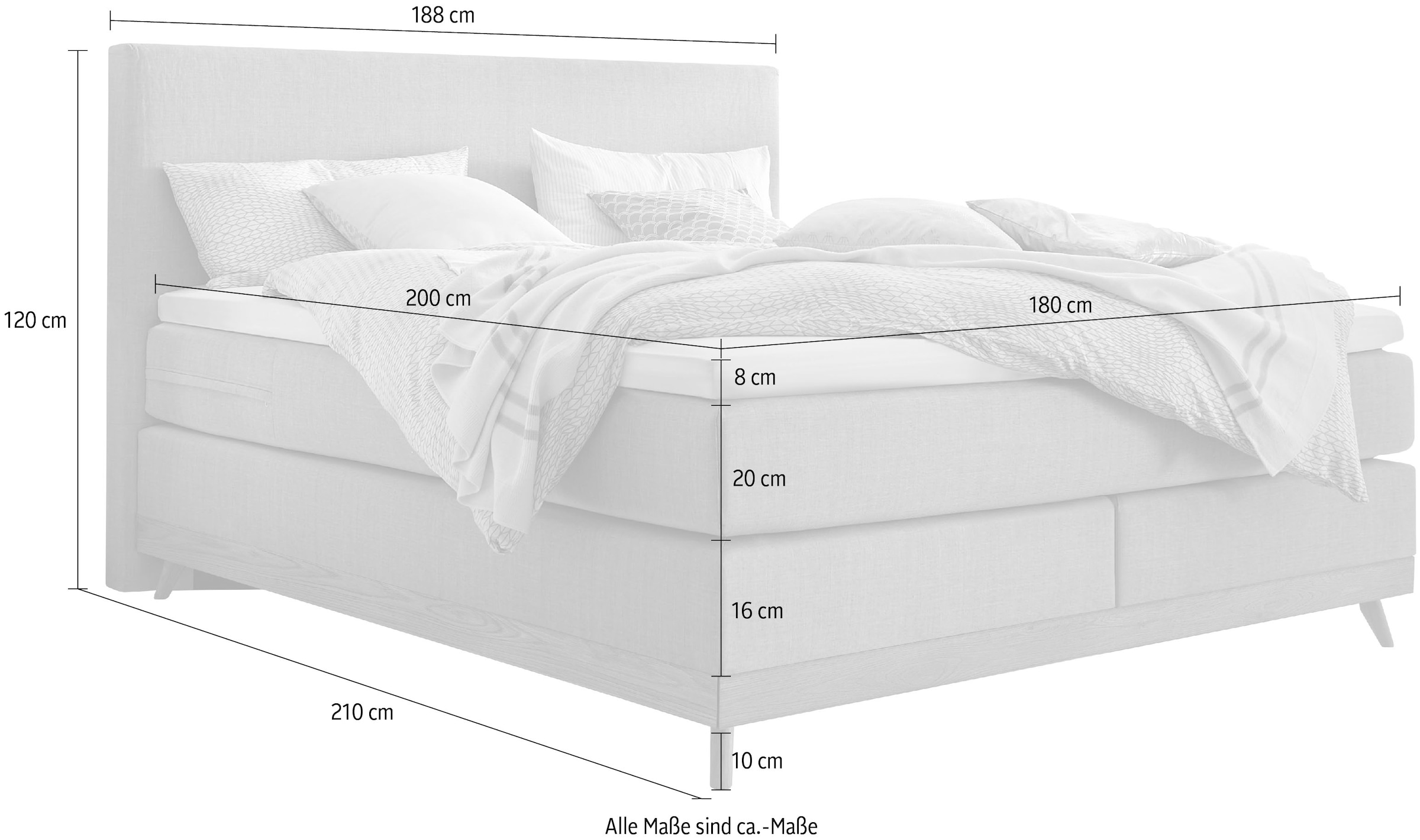 HASENA Boxspringbett »Scandia«, Massivholzrahmen und Füsse aus Eiche