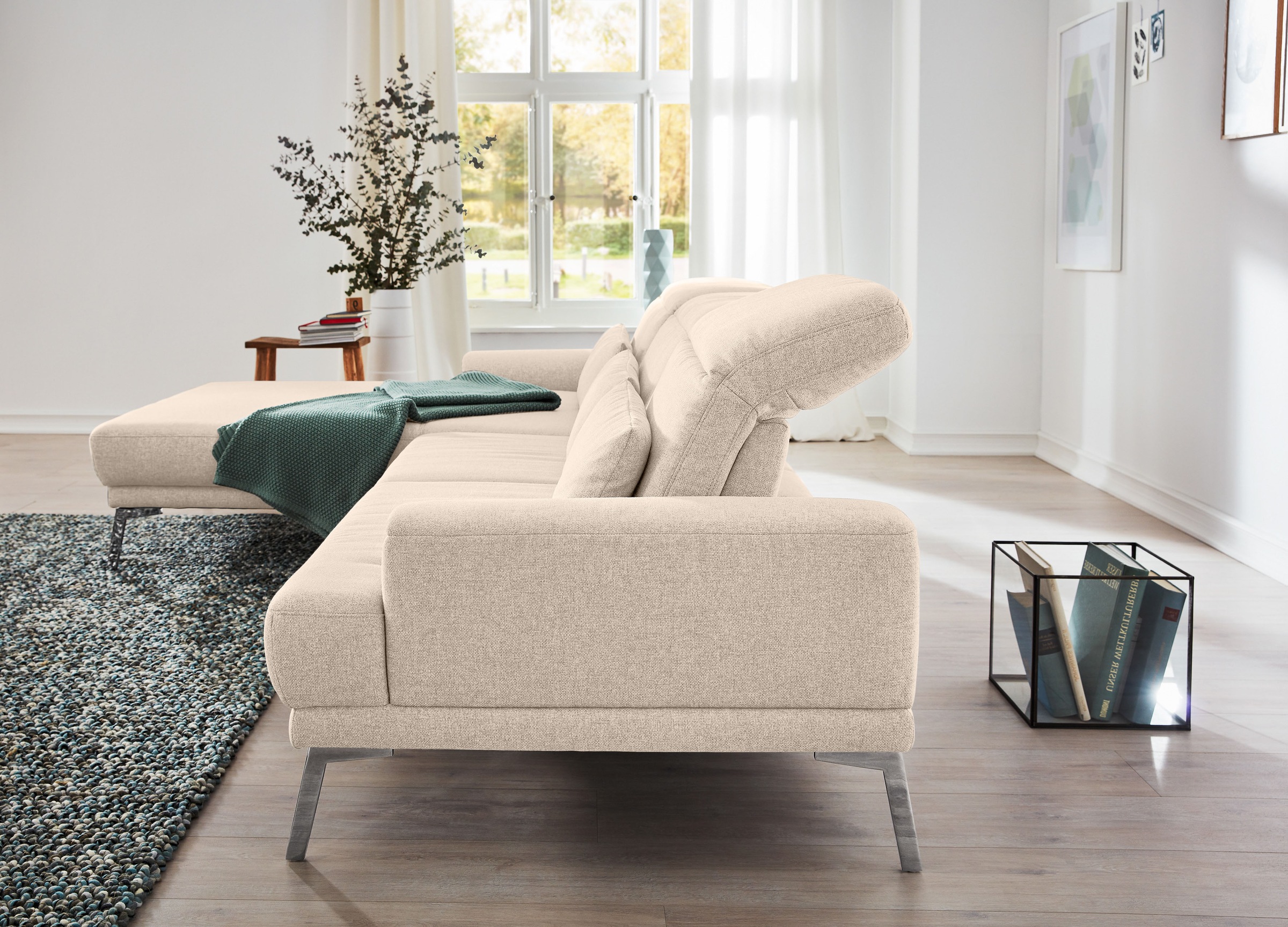Musterring Ecksofa »MR 4580«, mit Kopf- und Sitztiefenverstellung, Metallfuß chrom, 288 x 193/220cm