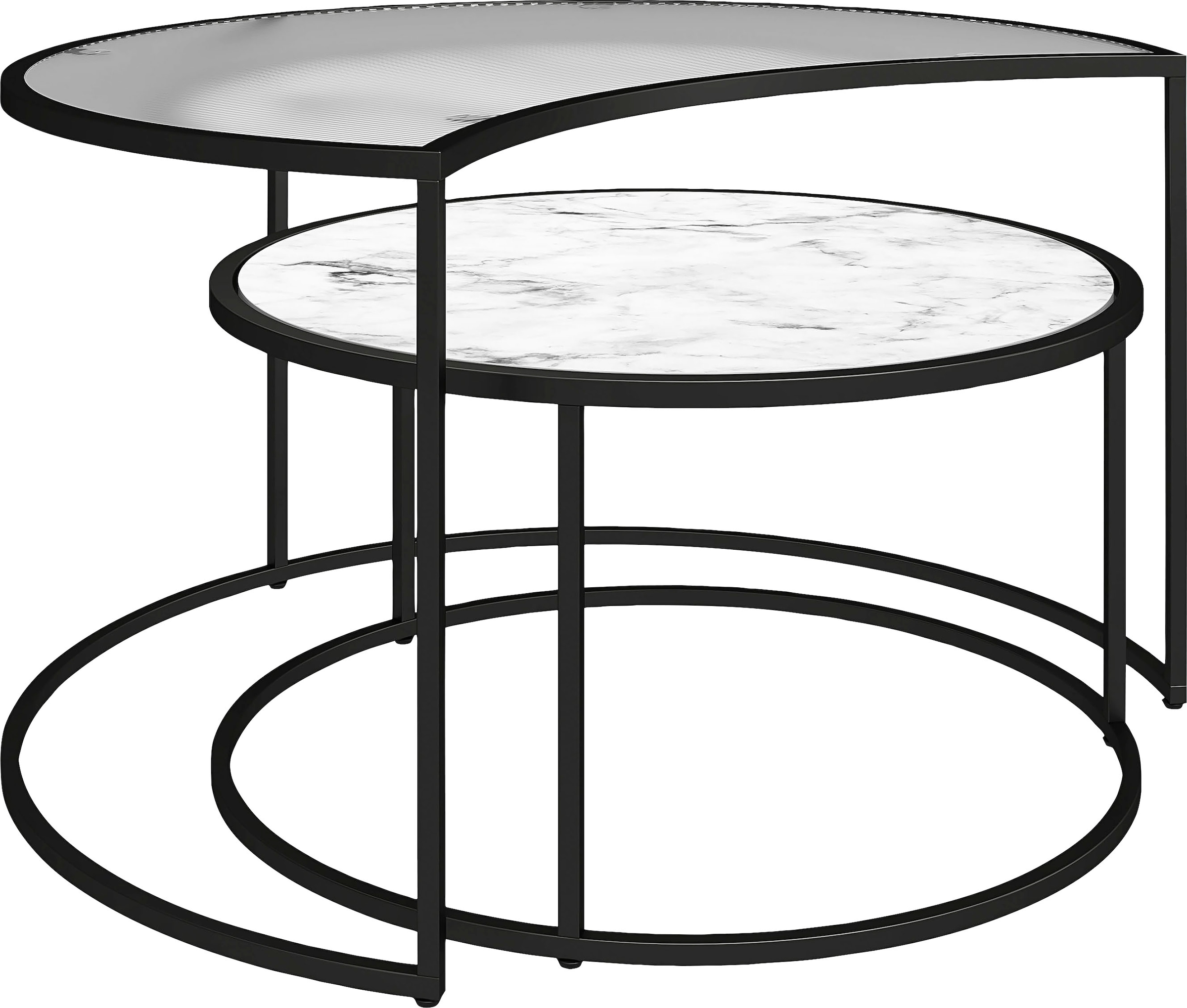 Dorel Home Couchtisch »Moon«, (2 St.), mit obere Tischplatte aus geriffeltem Glas, Höhe 45 cm