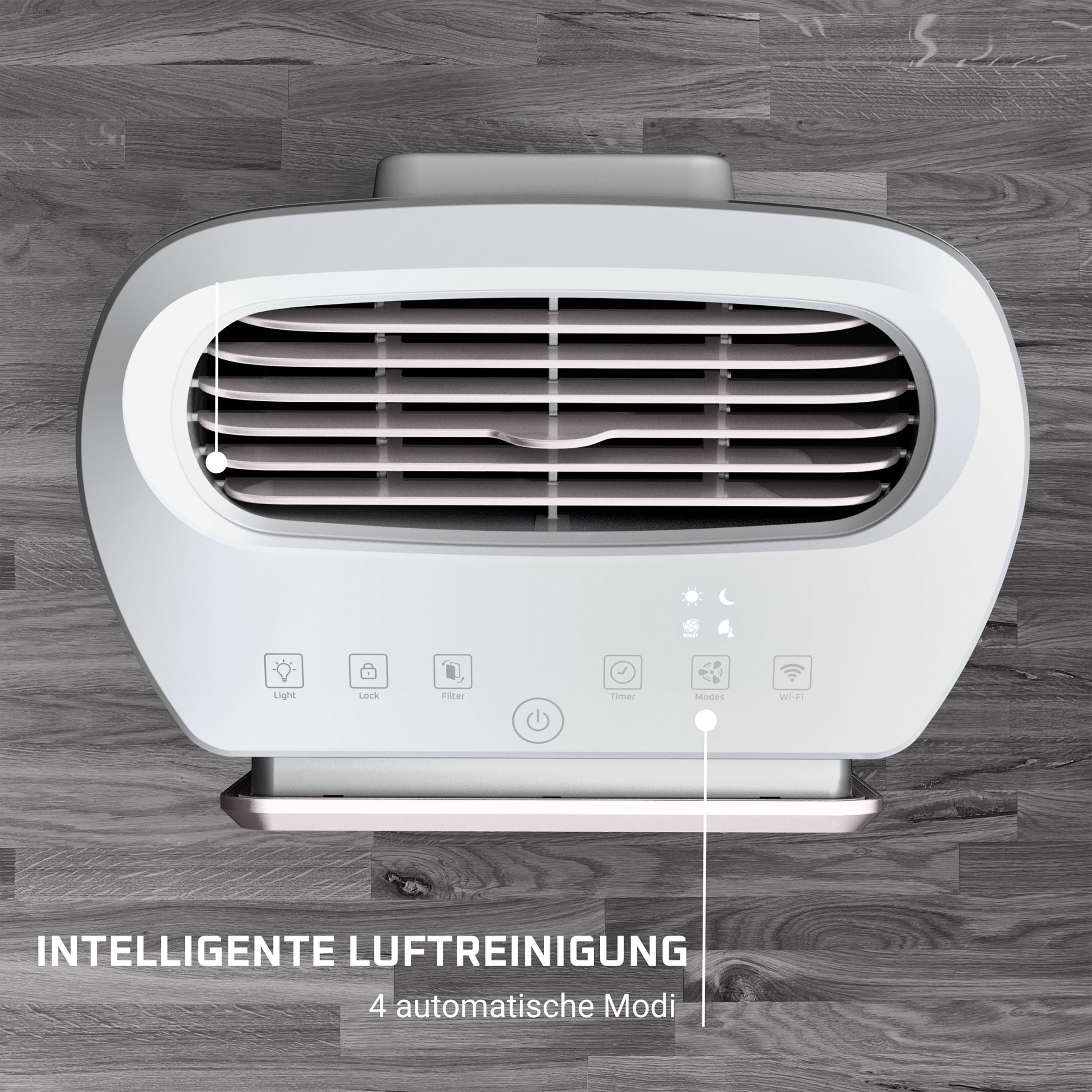 Rowenta Luftreiniger »PU6180 Intense Pure Air Home Connect«, für 36 m² Räume, HEPA-Luftfilterung, App, 4 automatische Modi, 32 dB(A), Textil-Finish