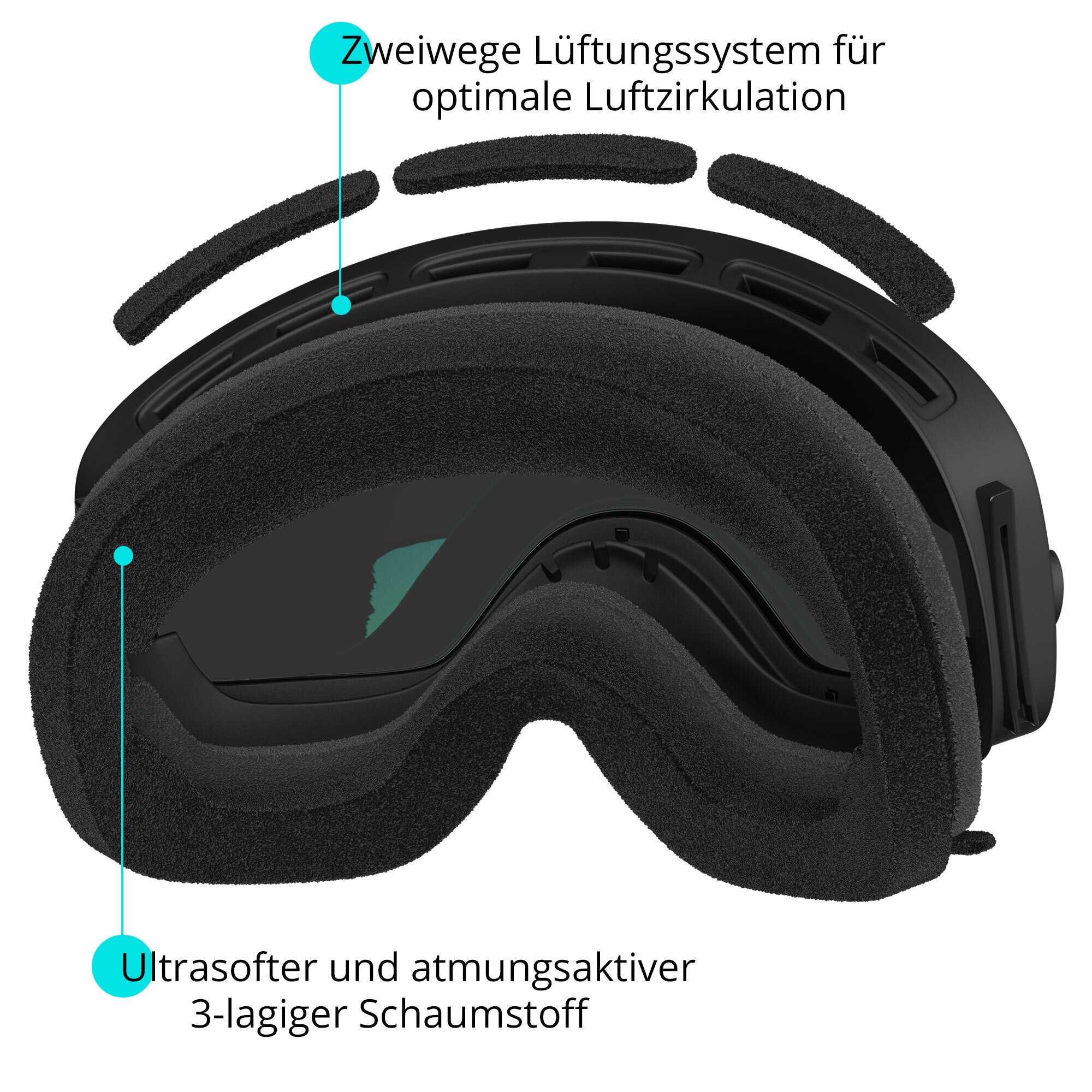 YEAZ Snowboardbrille »Ski- Snowboardbrille ohne Rahmen silber verspiegelt XTRM-SUMMIT«