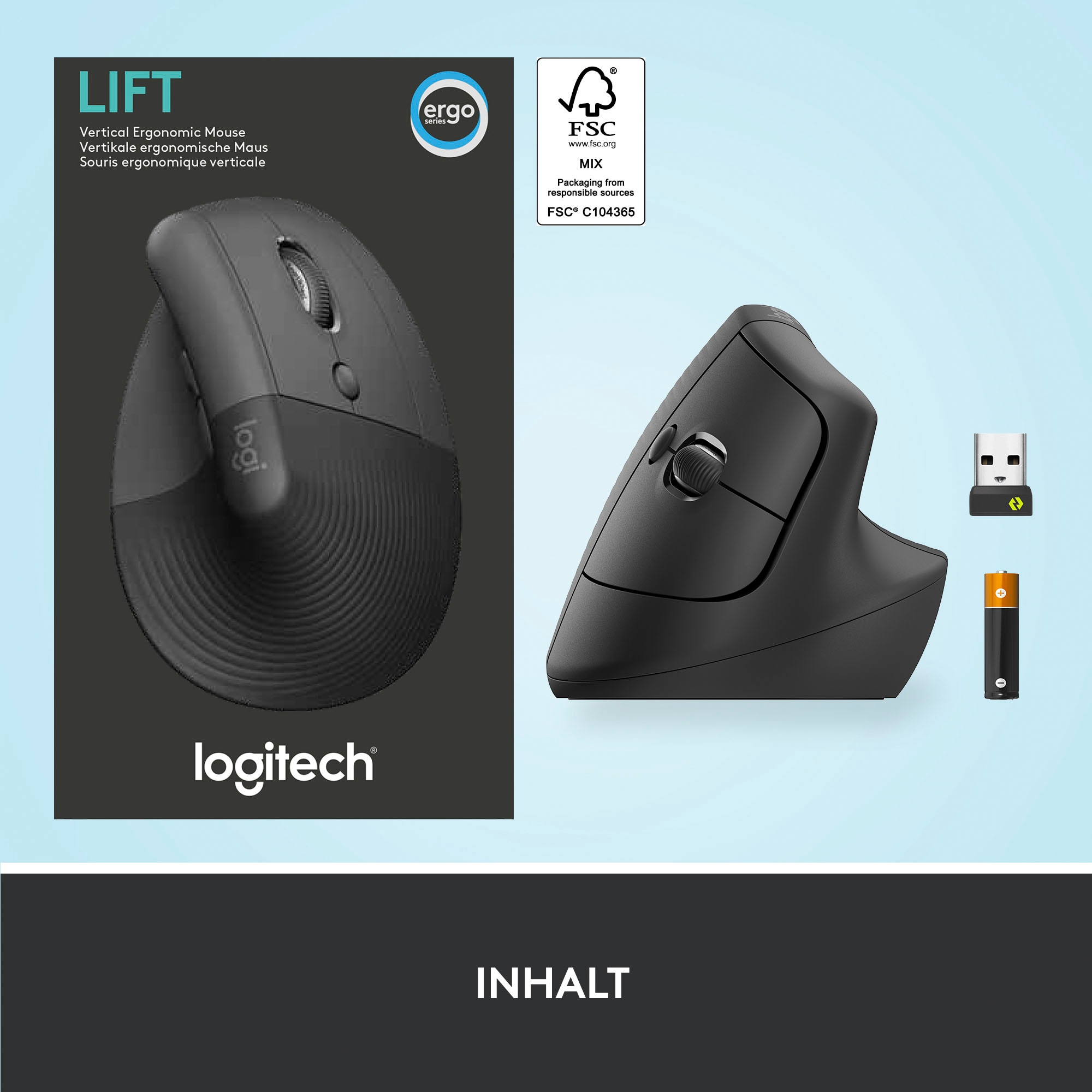 Logitech ergonomische Maus »Lift Right Vertical«, Bluetooth