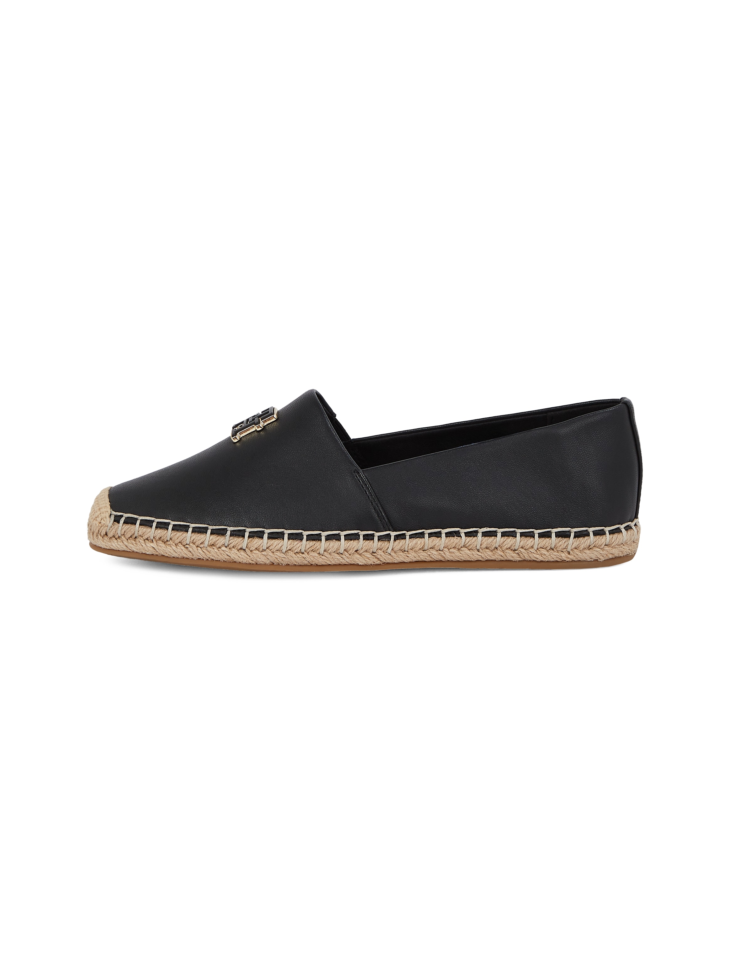 Tommy Hilfiger Espadrille »TH LOGO LEATHER ESPADRILLE«, Sommermode, Flats, Slipper, Schlupfschuh in schmaler Form