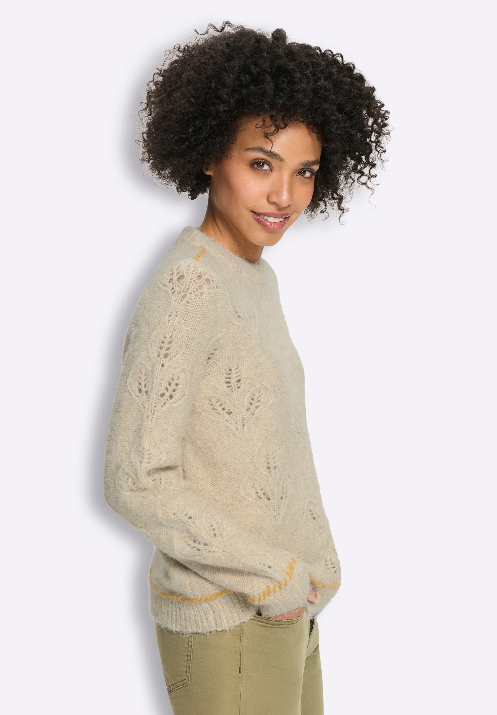 heine Strickpullover »Pullover Ajourpullover mit Effektgarn«