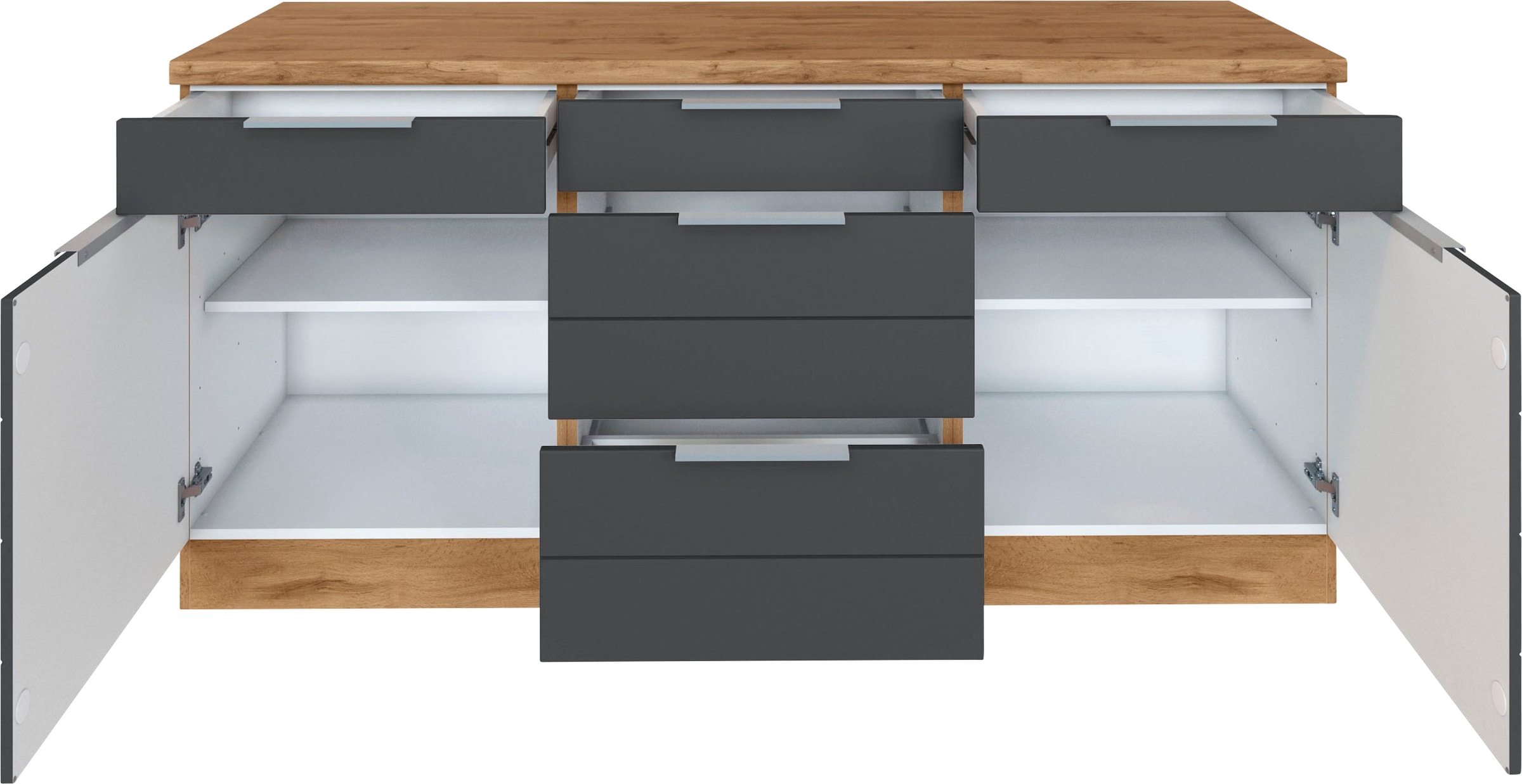 KOCHSTATION Unterschrank »KS-Luhe« 180 cm breit, für viel Stauraum, MDF-Fronten mit waagerechter Lisene