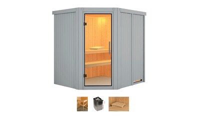 welltime Sauna »Stine«, (Set), lichtgrau, mit Ofen 4,5 kW integr. Steuerung kaufen