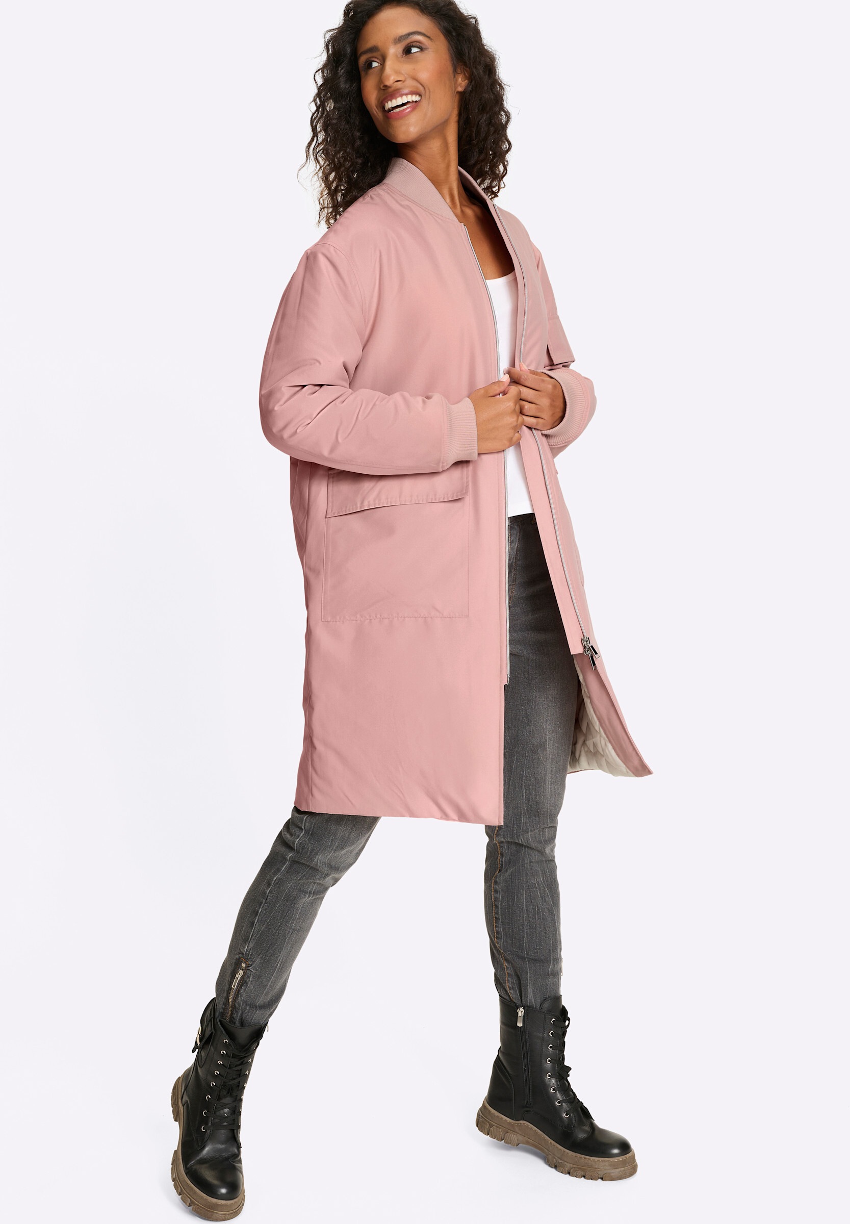 heine Parka »Mantel Mantel in langer Blousonform« ohne Kapuze