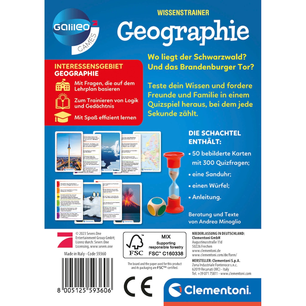 Clementoni® Spiel »Galileo, Wissenstrainer Geographie«