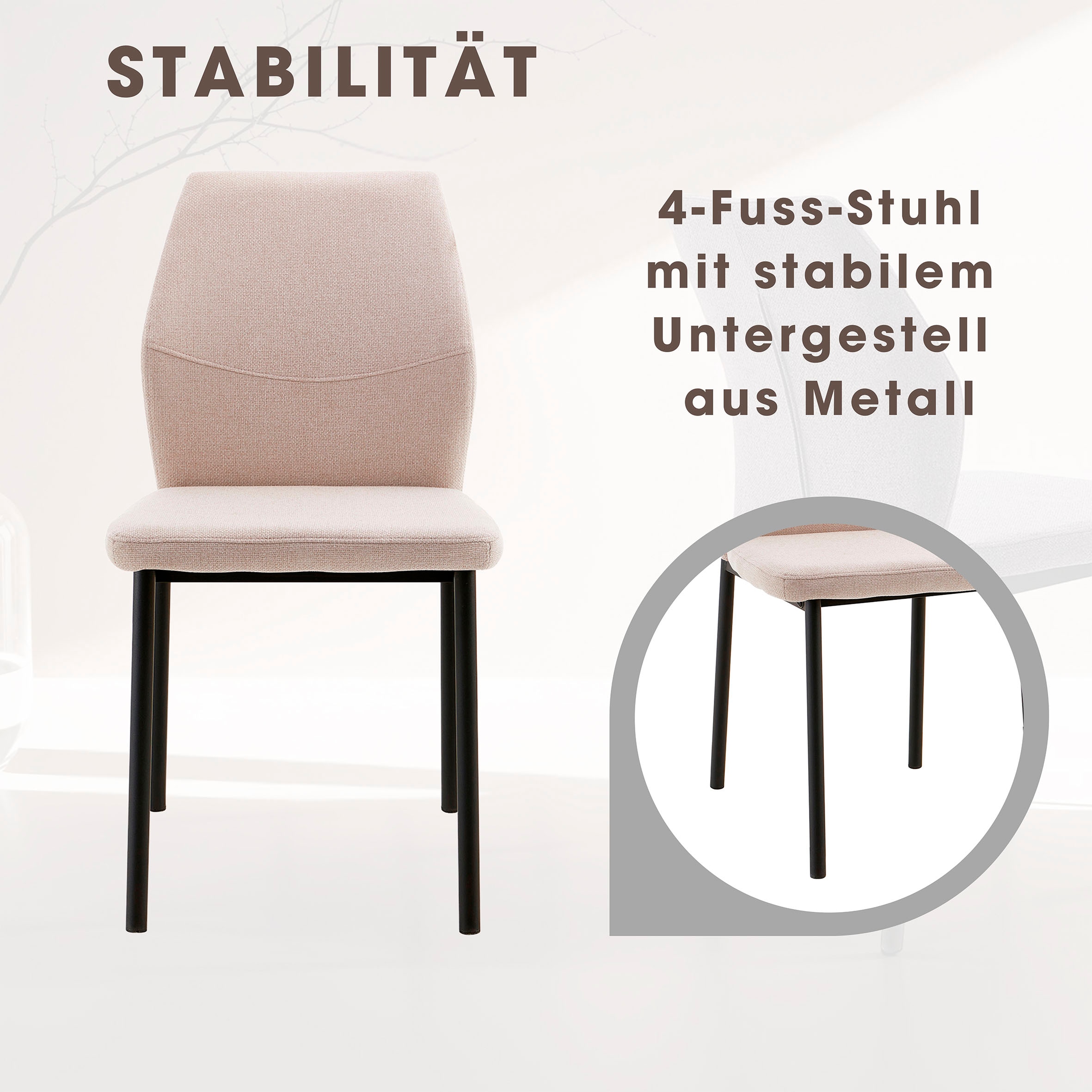 OTTO home Esszimmerstuhl »Lumos«, (Set), 2 St., Webstoff, Webstoff in vielen Farben erhältlich mit stabilem Metalluntergestell