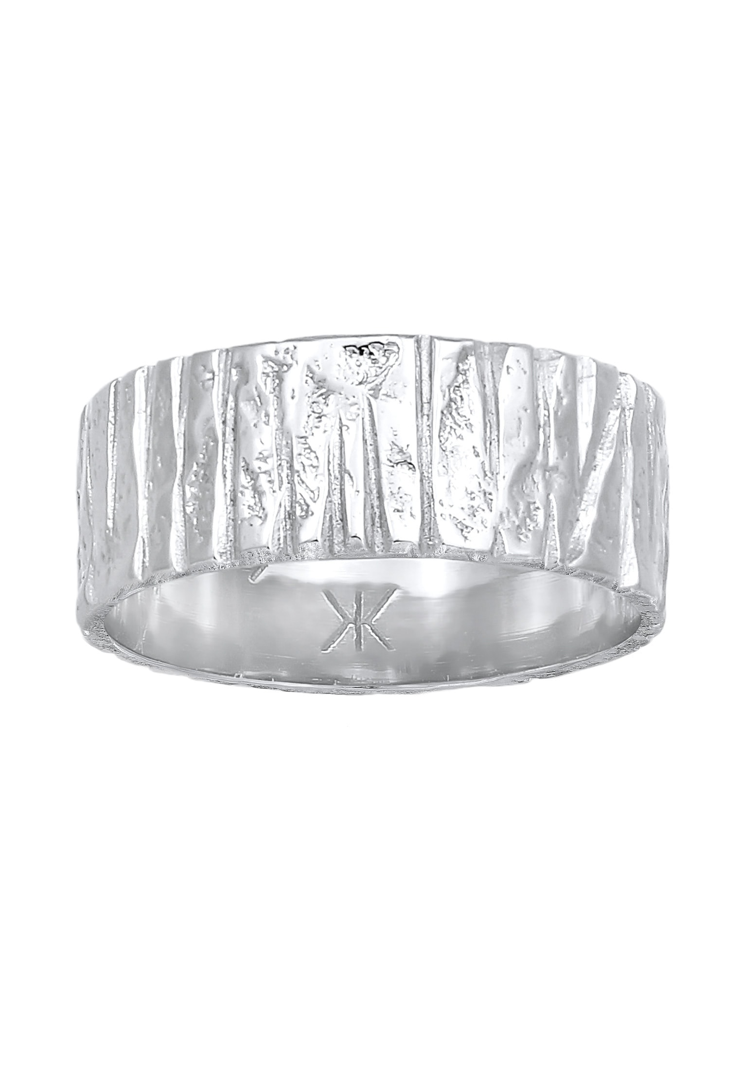 Kuzzoi Silberring »Ring Bandring Breit Struktur Gehämmert 925 Silber«