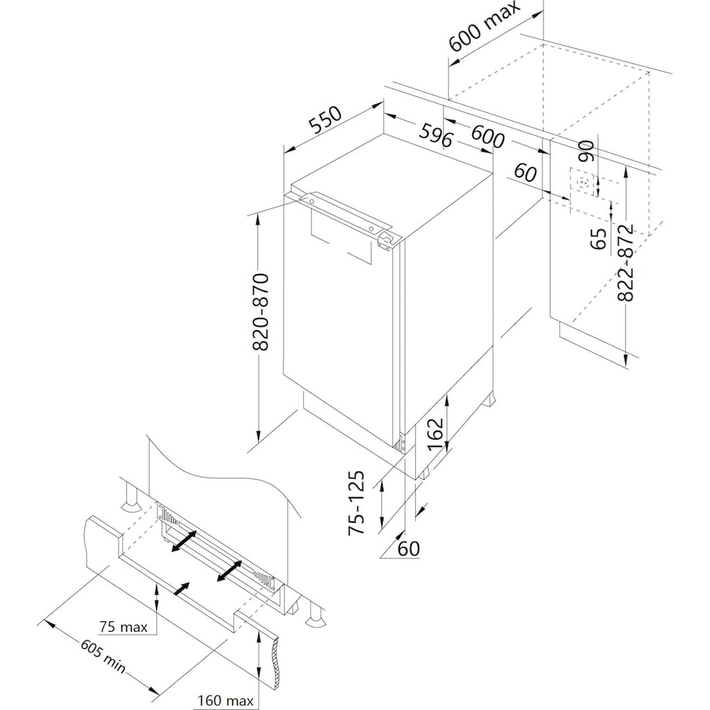 Amica Einbaukühlschrank, UKSX 361 900, 81,8 cm hoch, 59,6 cm breit