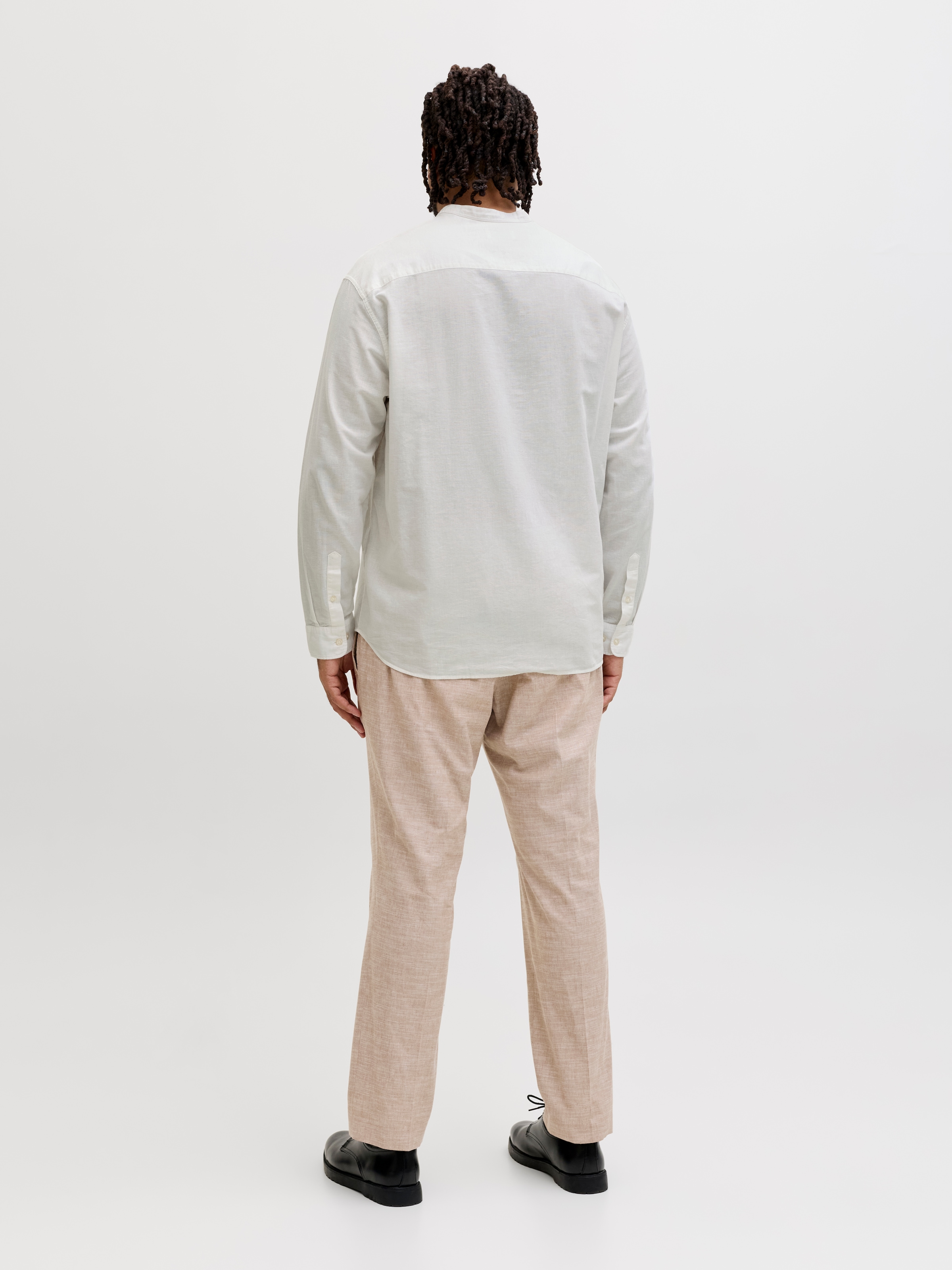 Jack & Jones PlusSize Langarmhemd »JJEBREEZE LINEN BLEND BAND SHIRT L PLS« mit Stehkragen