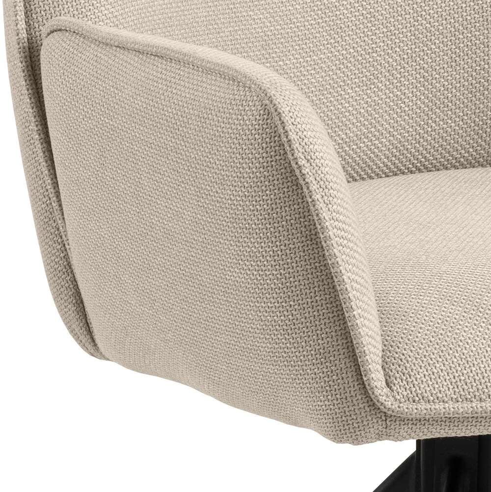 ACTONA GROUP Esszimmerstuhl »Glenda Armlehnstuhl, Polsterstuhl,«, Luxus-Microfaser, gepolstert, mit Armlehne, schwarze Stahlbeine, drehbar, 2er-Set