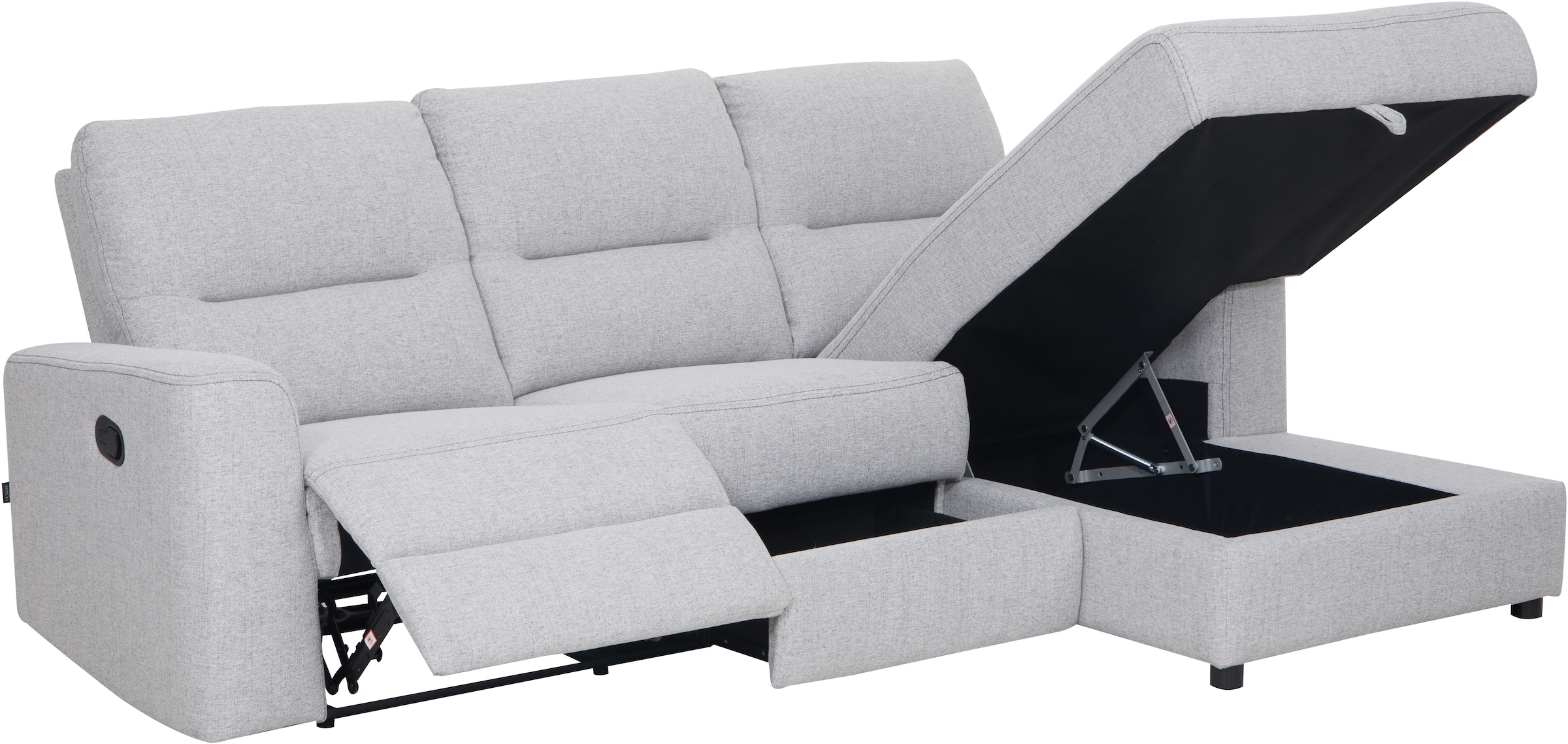 Home affaire Ecksofa »VENOIR, L-Form, 250 cm, manuelle u. elektrische Funktion (m. USB A/C)«, Stauraum unter der Recamiere, 2. Staufach, Federkern