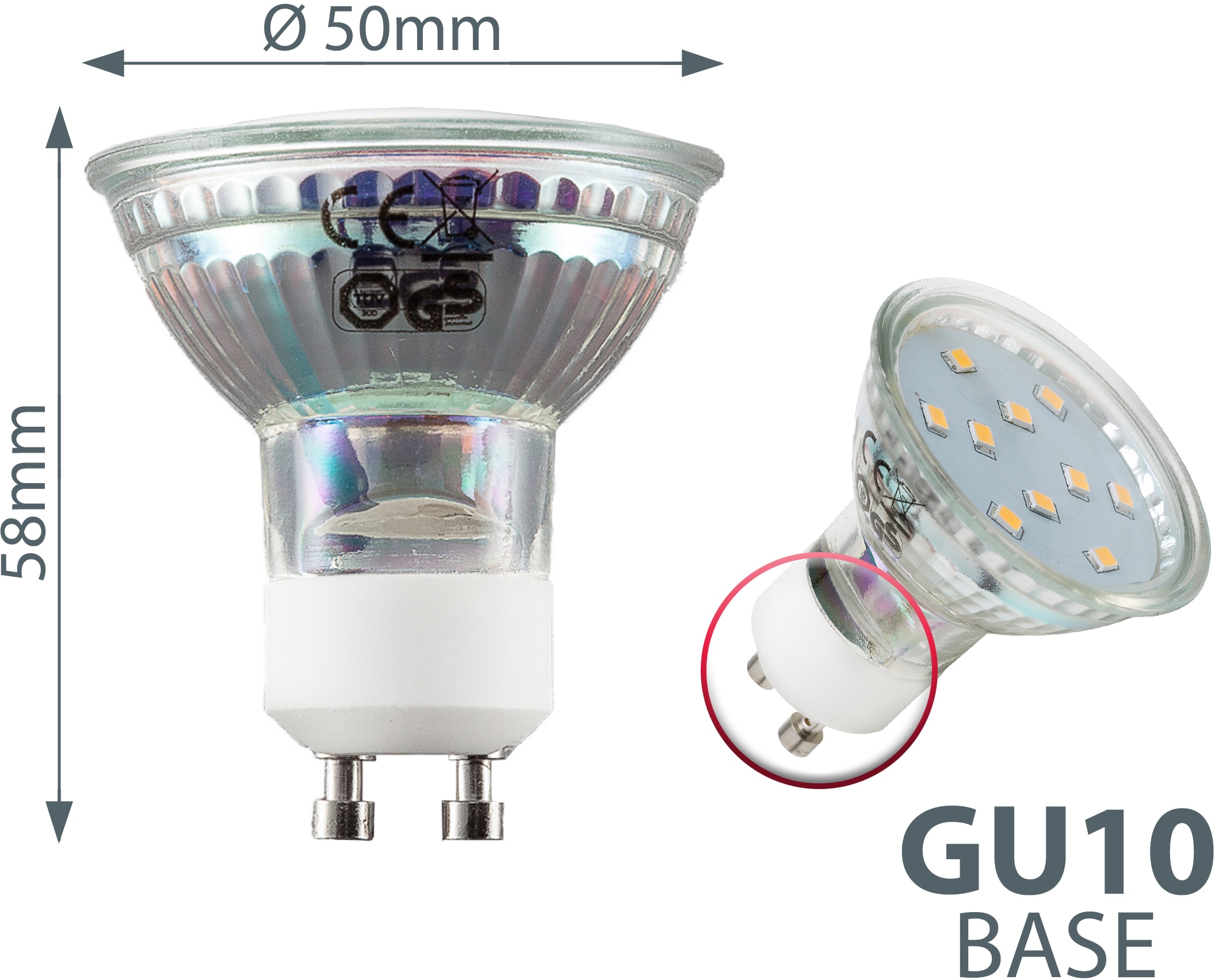 B.K.Licht LED-Leuchtmittel, GU10, 5 Raten St., Lampe Birne LED Lumen bestellen 3W 3.000K 250 Energiesparlampe auf Warmweiß