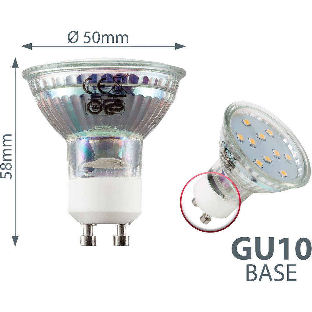 B.K.Licht LED-Leuchtmittel, GU10, 5 St., Warmweiß