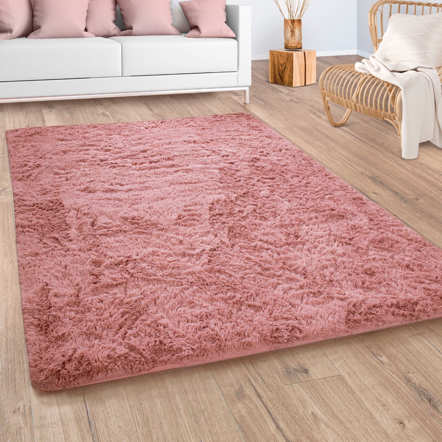 Paco Home Hochflor-Teppich »Silky 591«, rechteckig, Uni-Farben, besonders weich und kuschelig