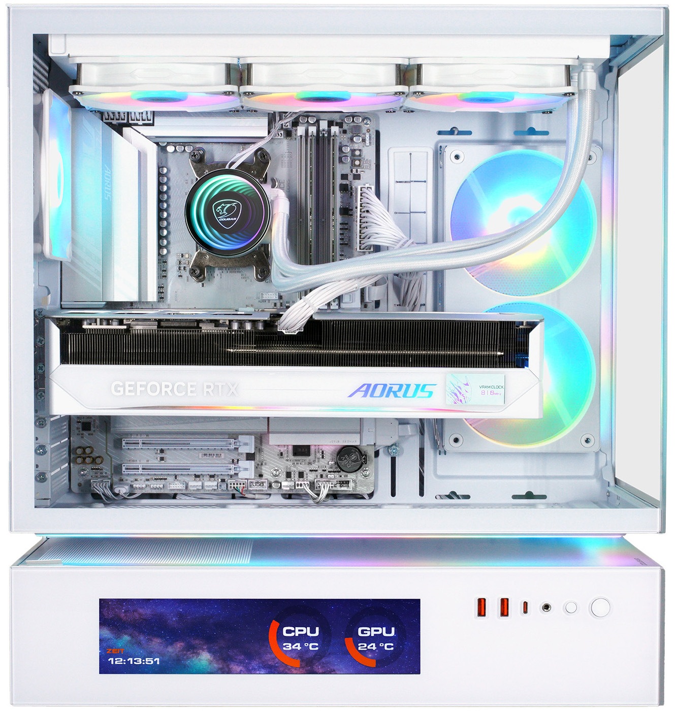 Cougar Gaming-PC »CFV235 Vision WT 8129 AMD Ryzen 7 9850X3D 32GB DDR5 2TB SSD RTX 5090« Windows 11, DDR5 RAM, Wasserkühlung