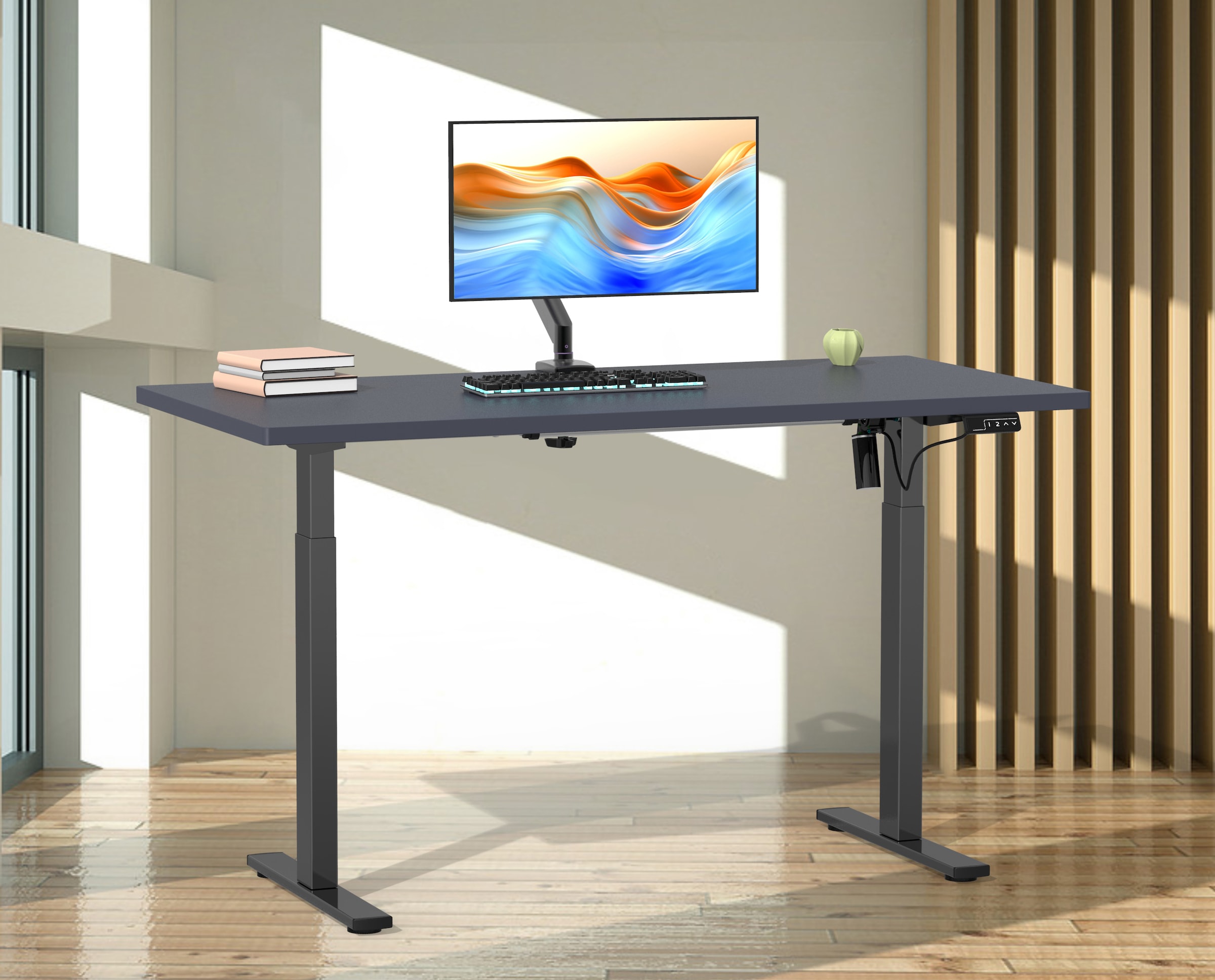 VCM Schreibtisch »VCM Höhenverstellbarer Schreibtisch stufenlos elektrisch höhenverstellbar Lona 140x80 Schwarz«, (Lona)