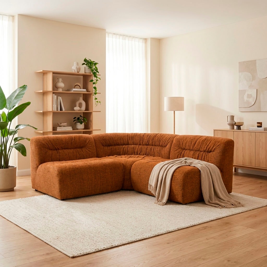 DOMO collection Ecksofa »Solum, B/T: 214/214 cm, moderne, runde Form mit großzügiger Polsterung« mit Federkern, L-Form