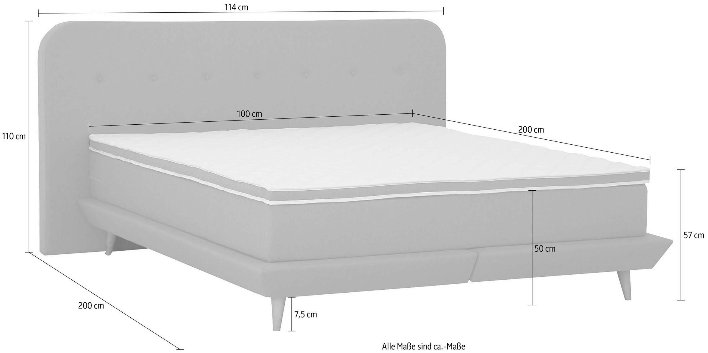 andas Boxspringbett »Premium« Steppung mit Knopfheftung, inkl. Topper