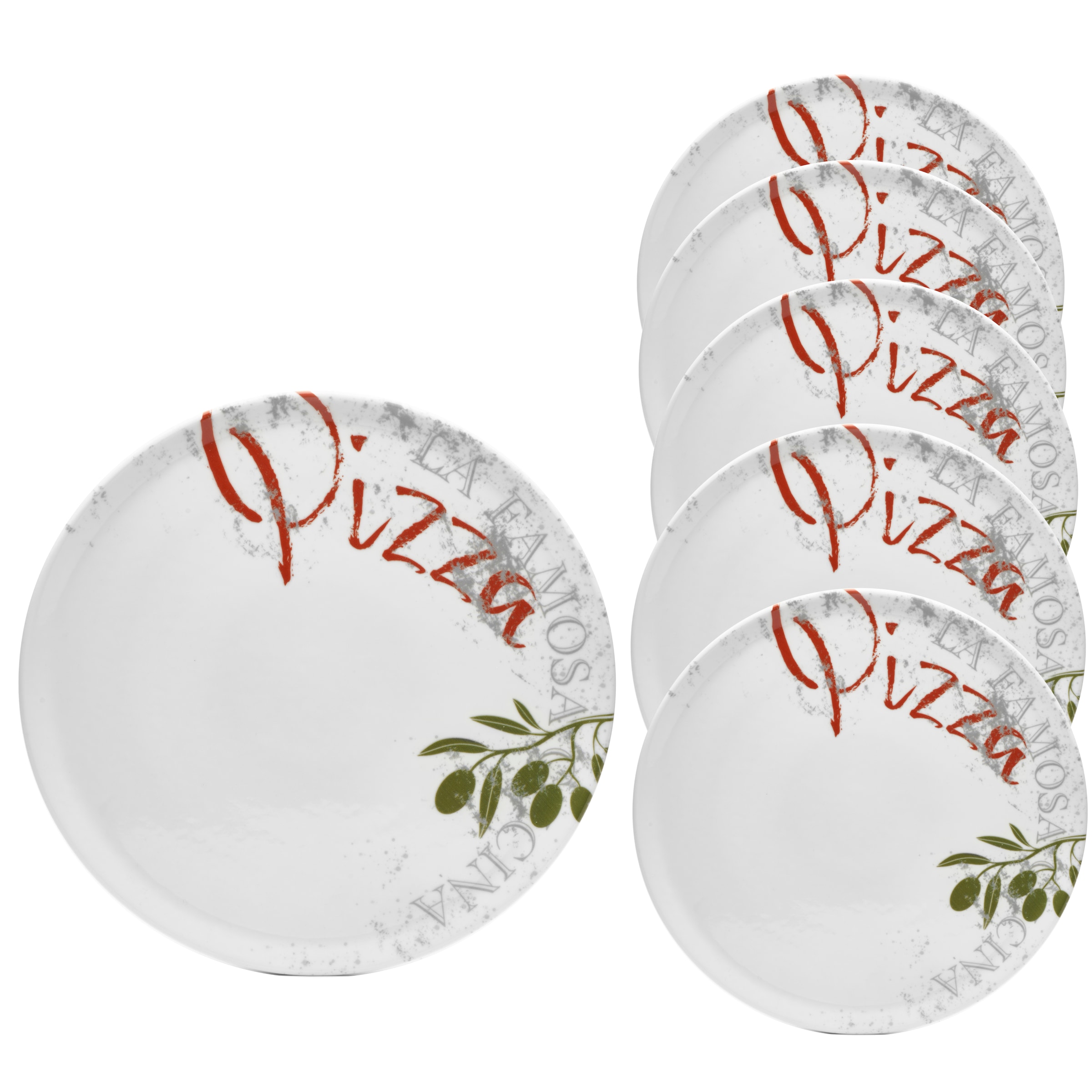 van Well Pizzateller »Teller Set Famosa, mit PIZZA Schriftzug, 6er Set, Ø 33 cm« Service, Geschirr-Set für 6 Personen