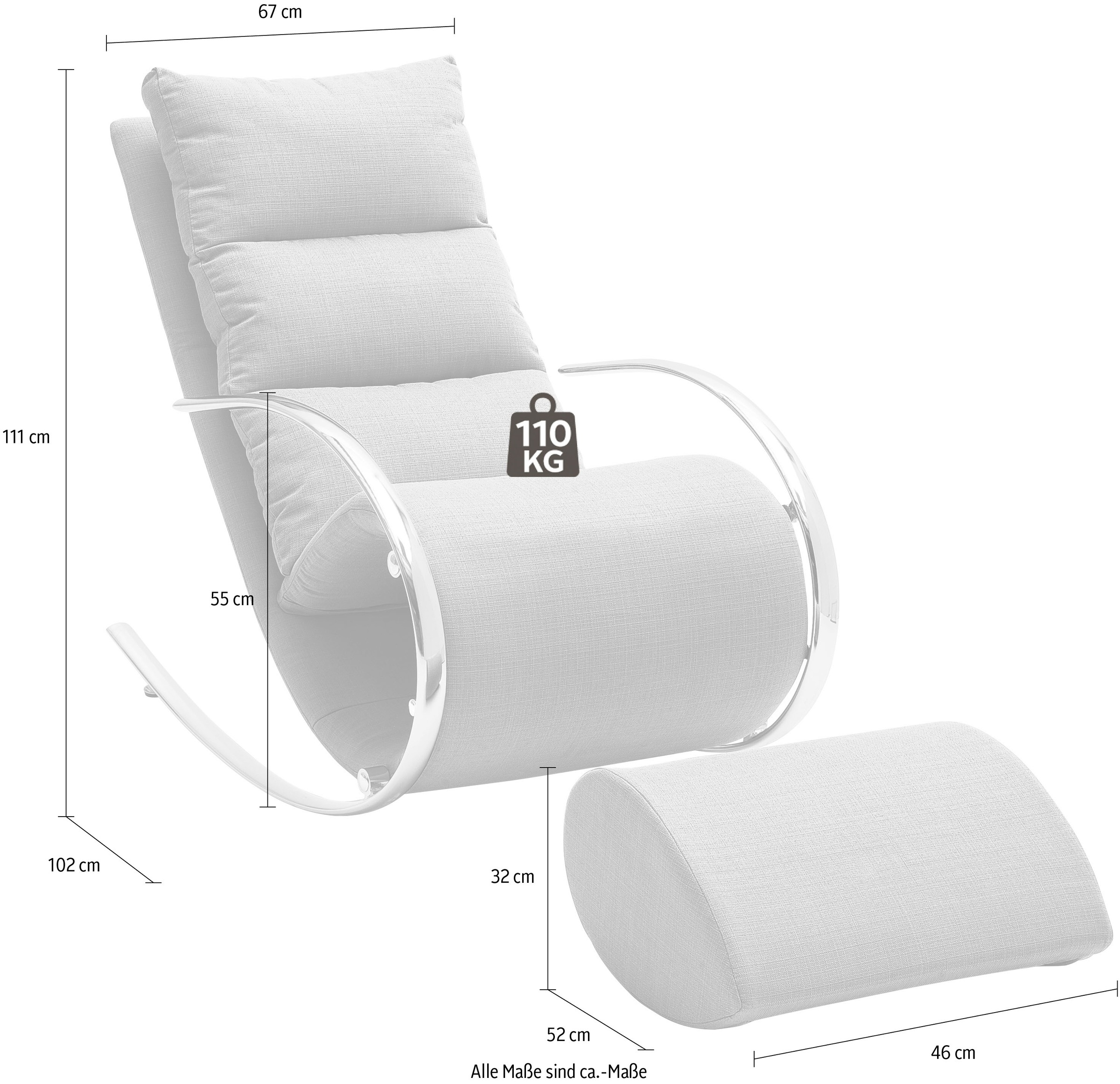 MCA furniture Relaxsessel »York«, Relaxsessel mit Hocker, belastbar bis 100 kg