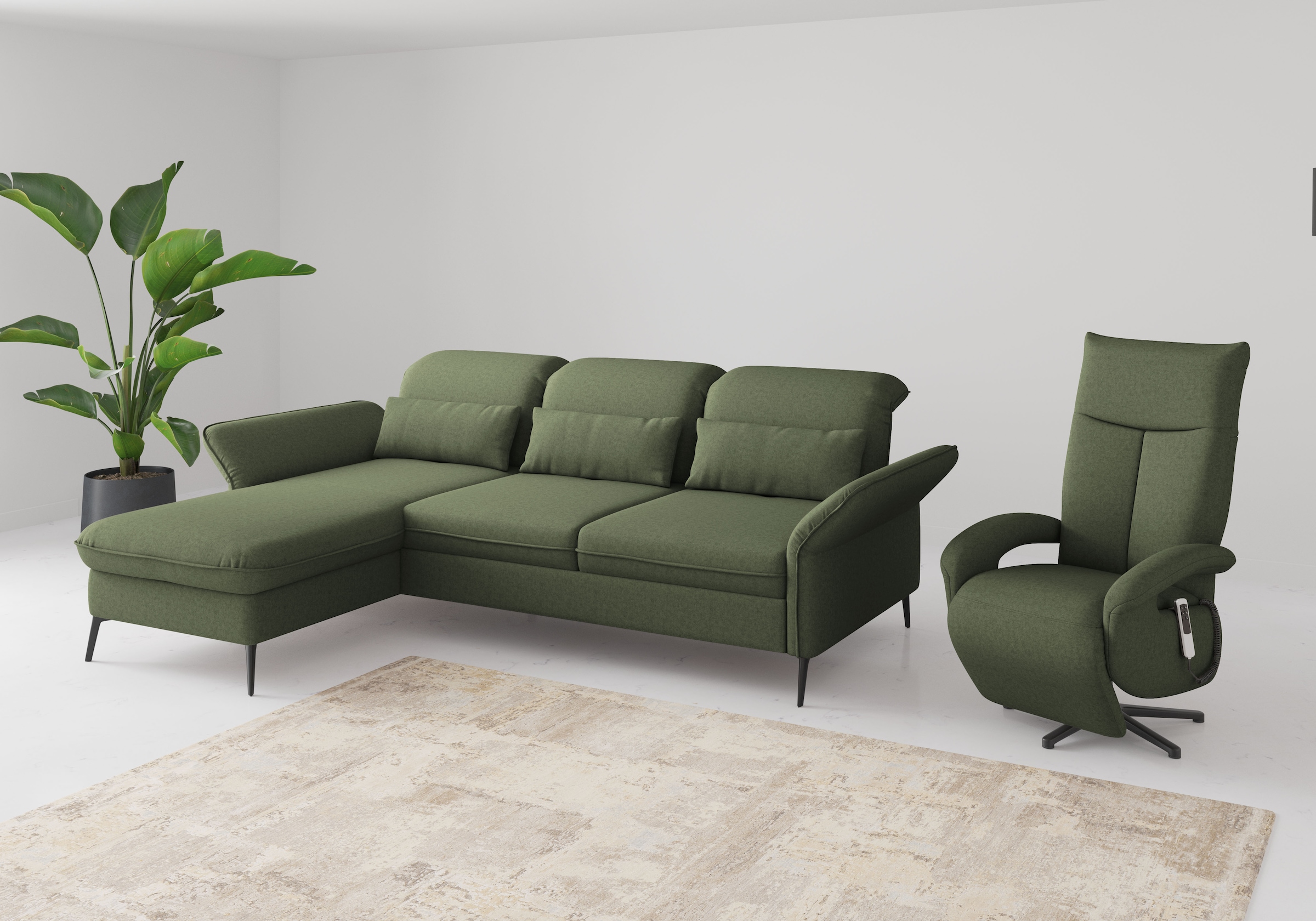sit&more Ecksofa »Emely«, mit Sitztiefenverstellung optional mit Bettfunktion und Bettkasten
